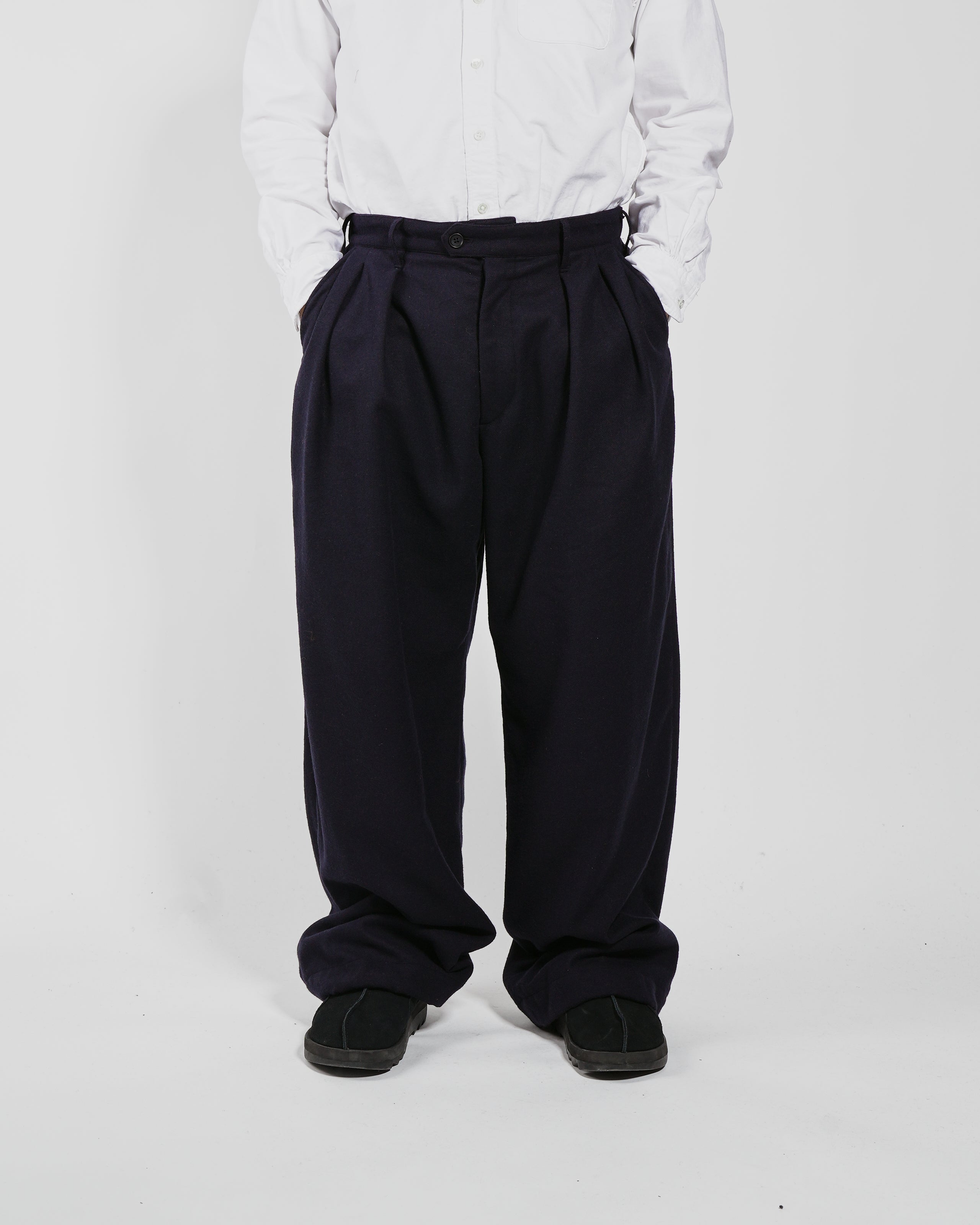 Oxford Pant - Navy Solid Poly Wool Flannel
