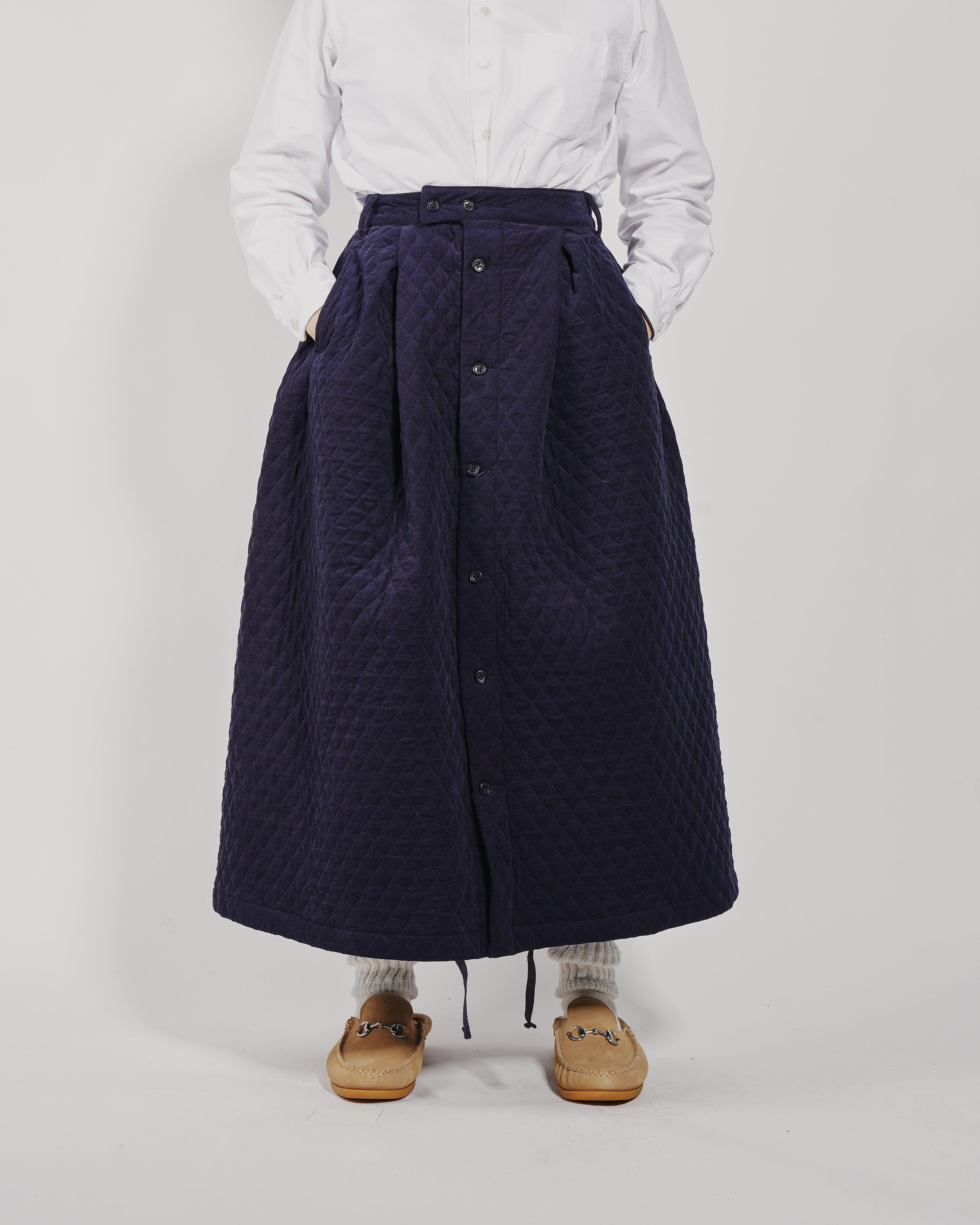 Tuck Skirt - Dk. Navy CP Quilted Corduroy