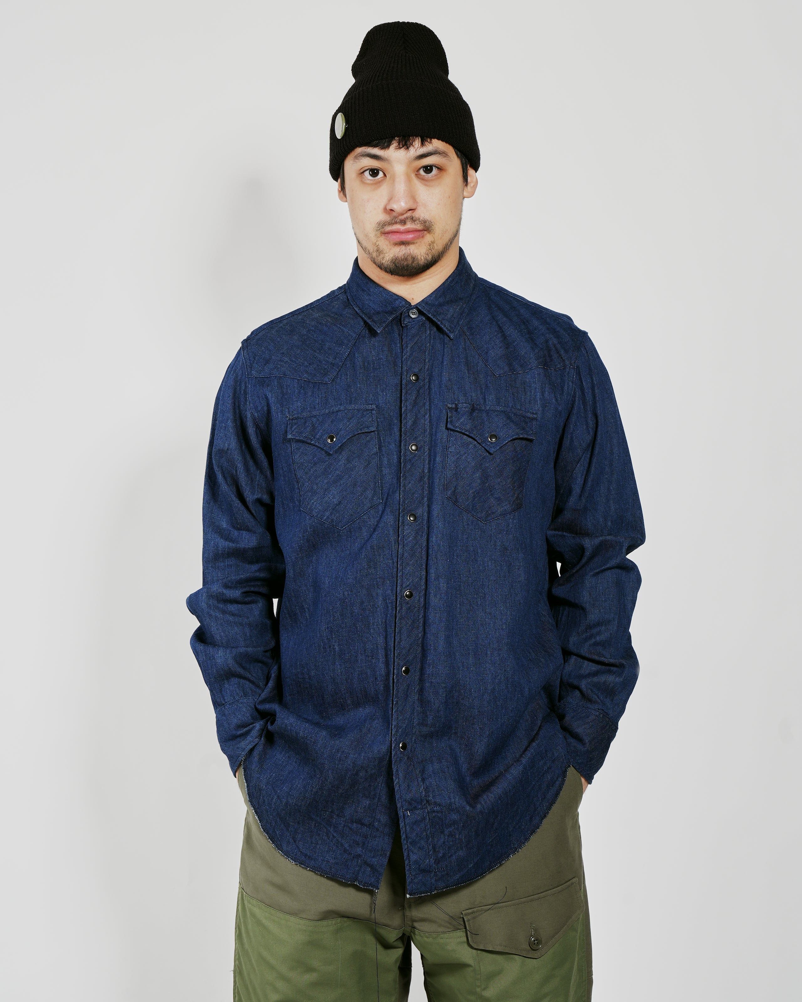 Combo Western Shirt - Navy Hemp Cotton Denim
