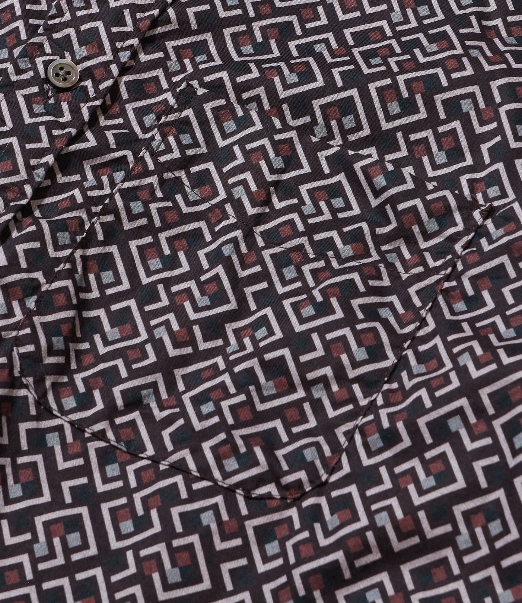 19 Century BD Shirt - Burgundy Cotton Deco Print