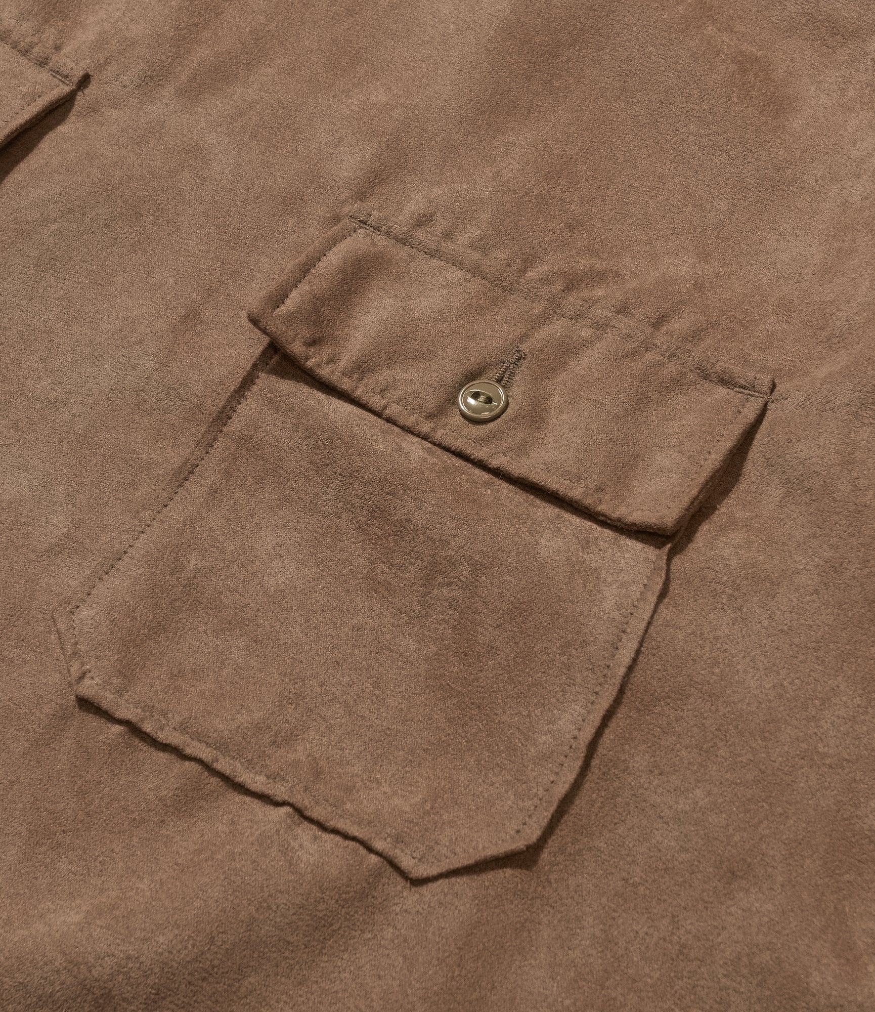 Cagoule Shirt - Khaki Polyester Lt. Weight Fake Suede