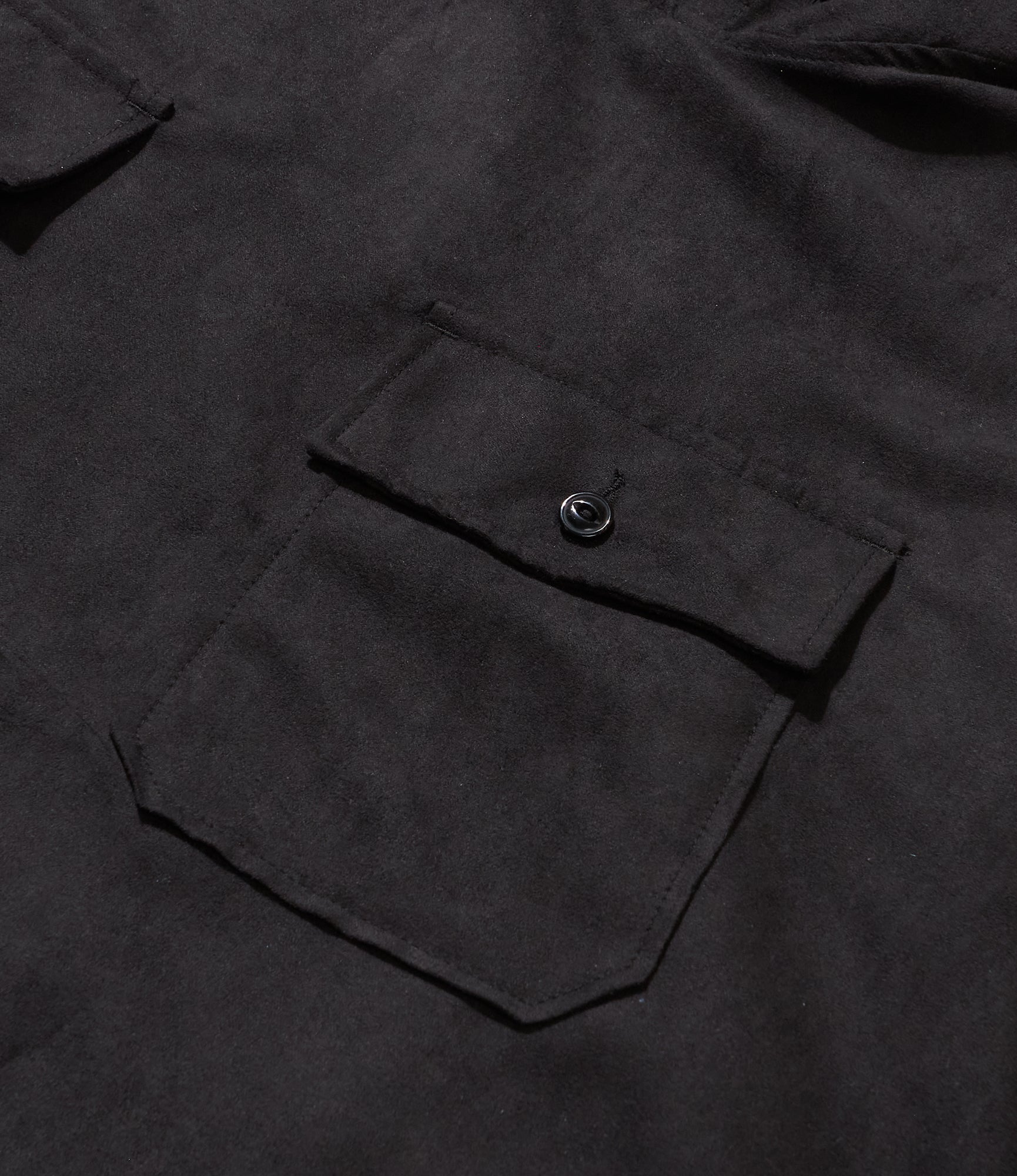 Cagoule Shirt - Black Polyester Lt. Weight Fake Suede