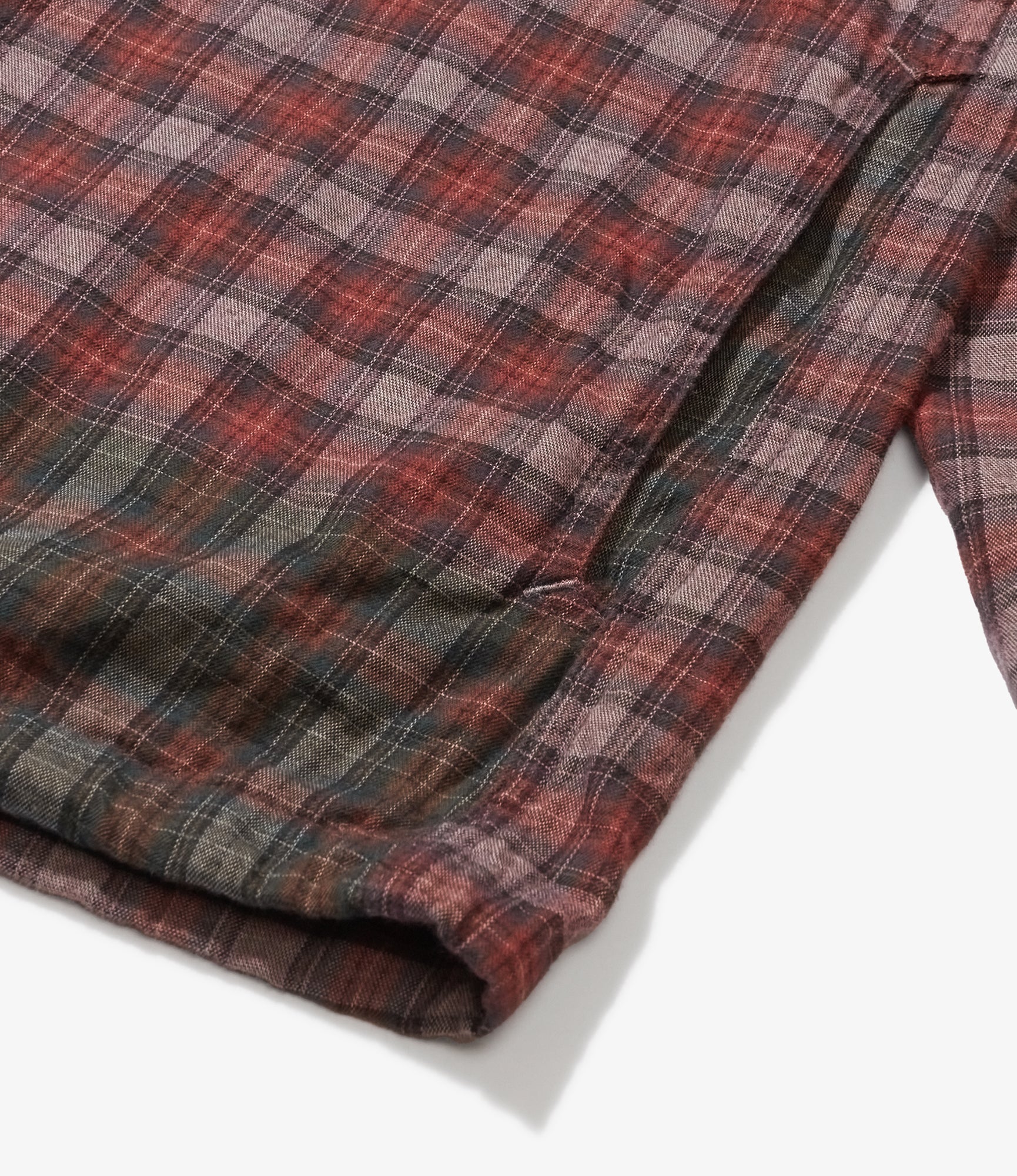 Cagoule Shirt - Olive/Red Cotton Smoky Plaid