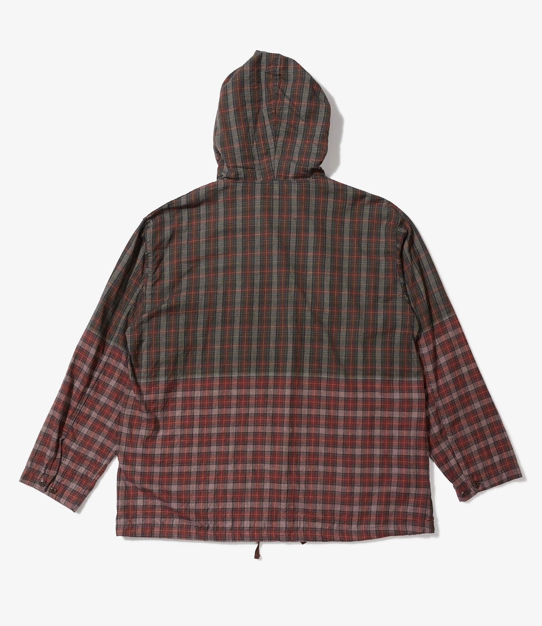 Cagoule Shirt - Olive/Red Cotton Smoky Plaid