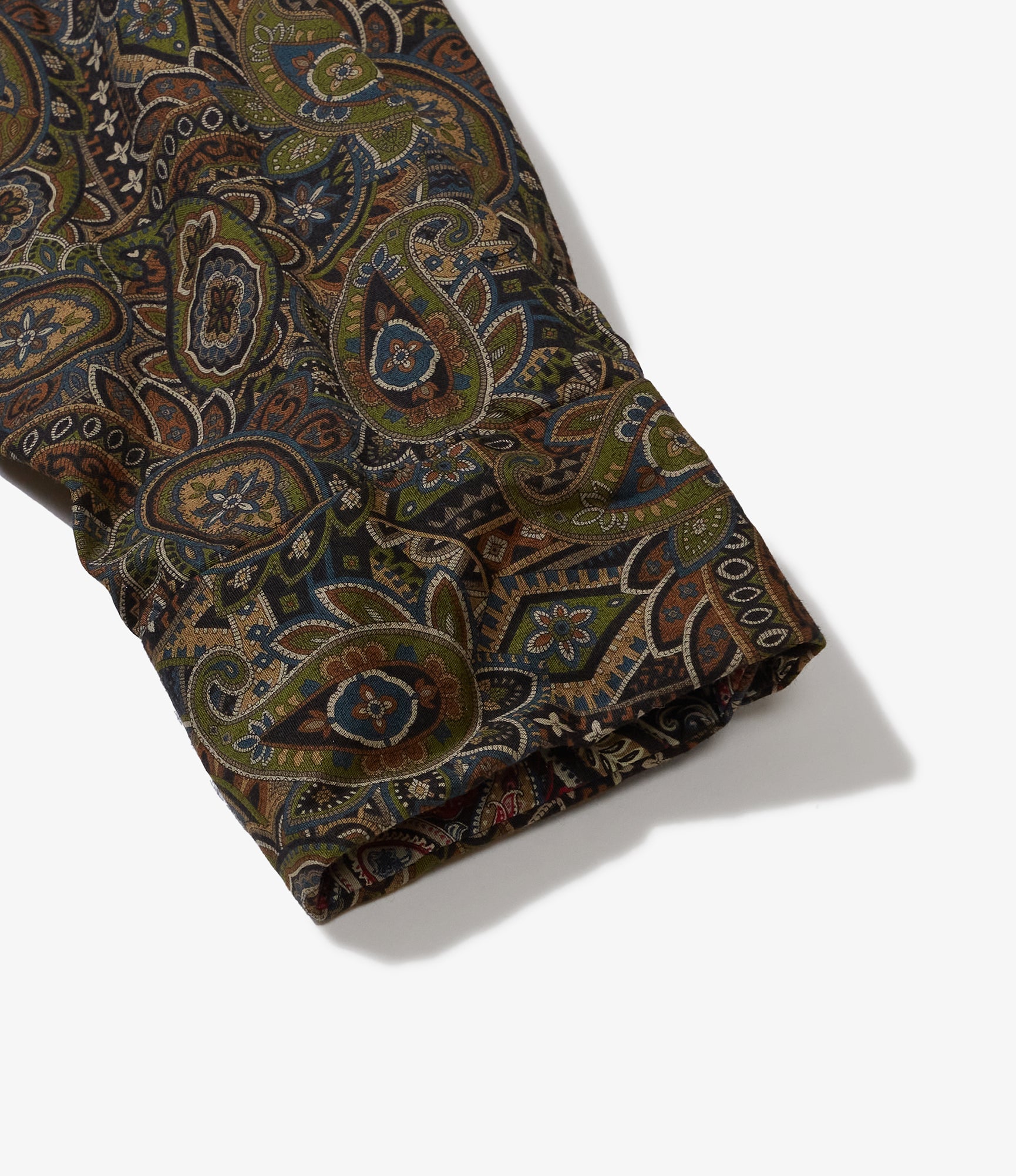 Combo Short Collar Shirt - Olive/Black Cotton Paisley Print