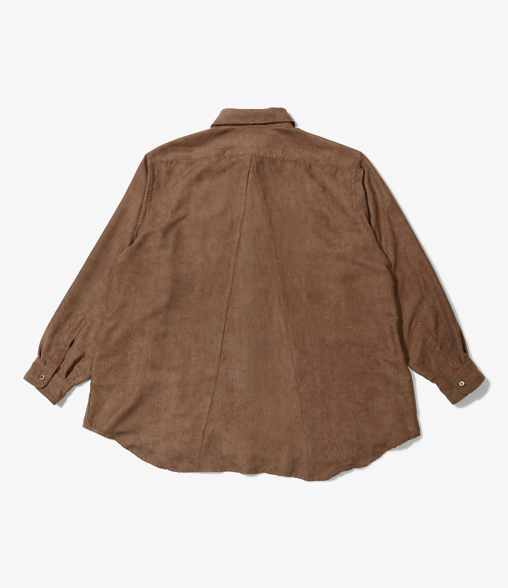 Flared Shirt - Khaki Polyester Lt. Weight Fake Suede