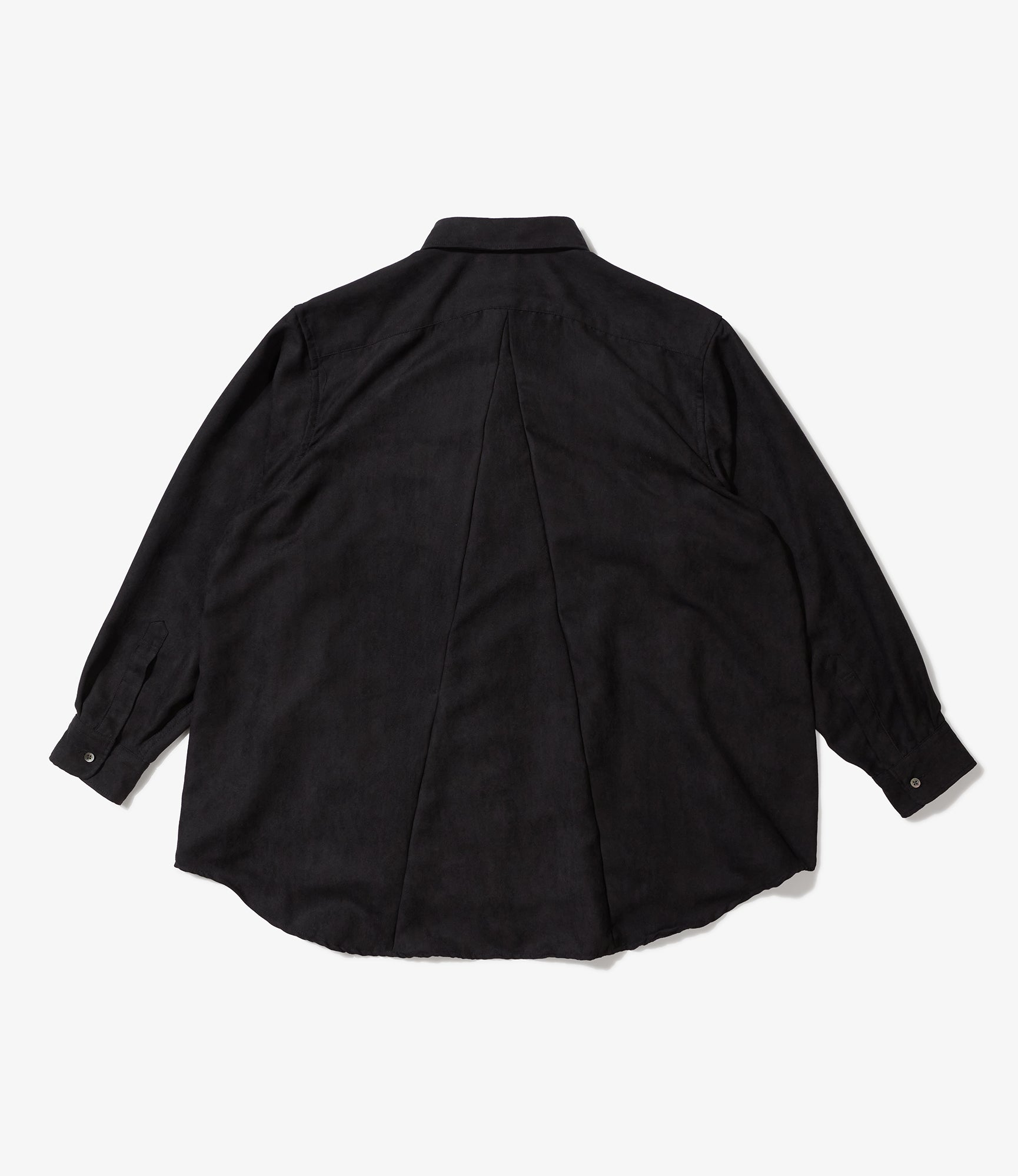 Flared Shirt - Black Polyester Lt. Weight Fake Suede