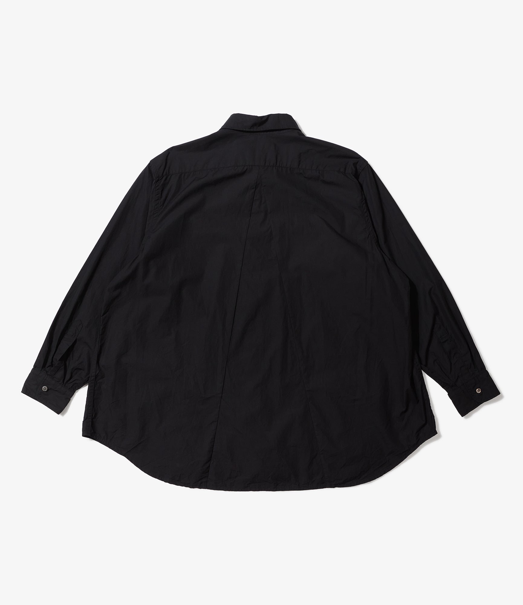 Flared Shirt - Black 100's 2Ply Cotton Broadcloth