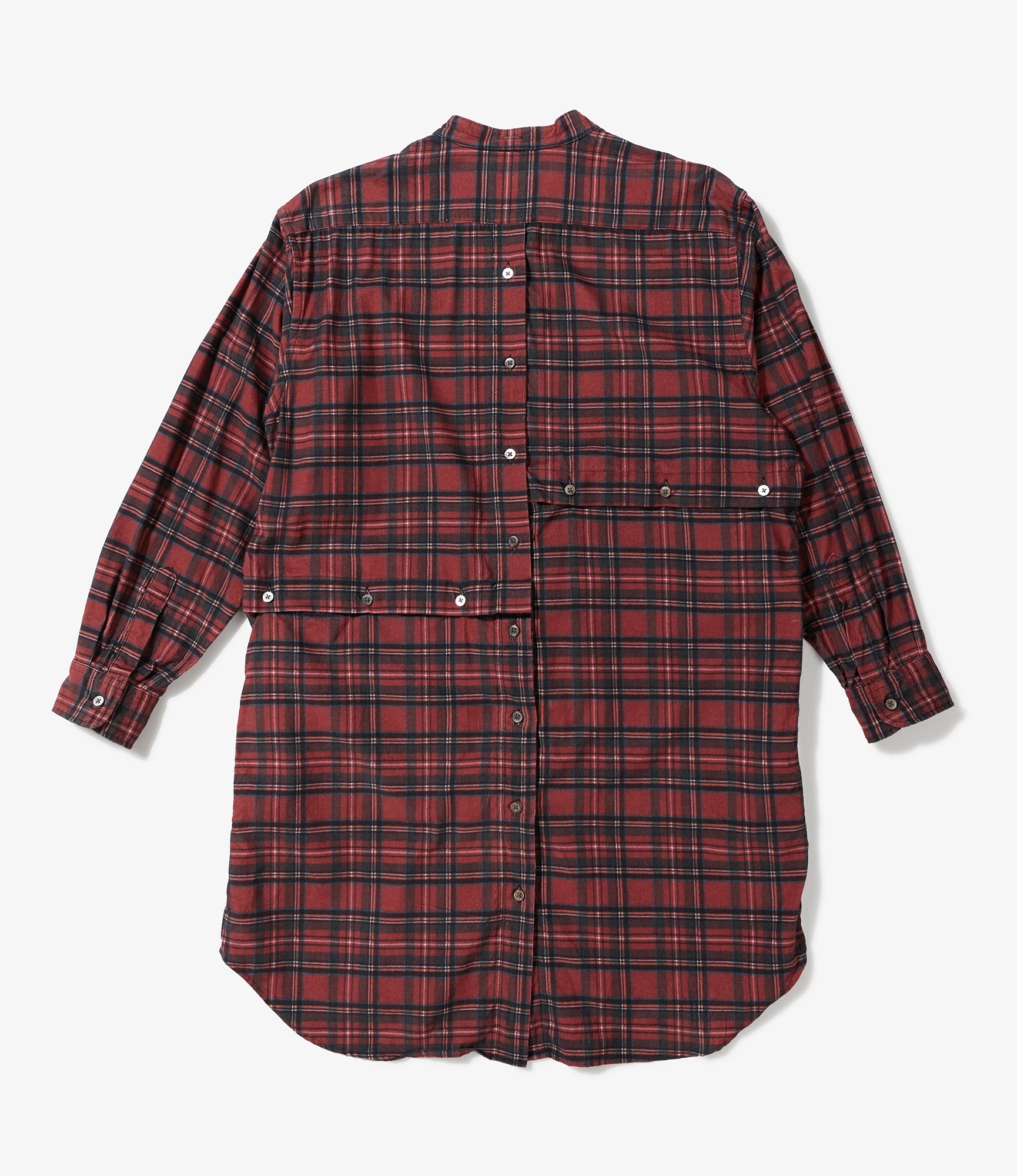 LB Shirt - Red Tartan Check Print Corduroy