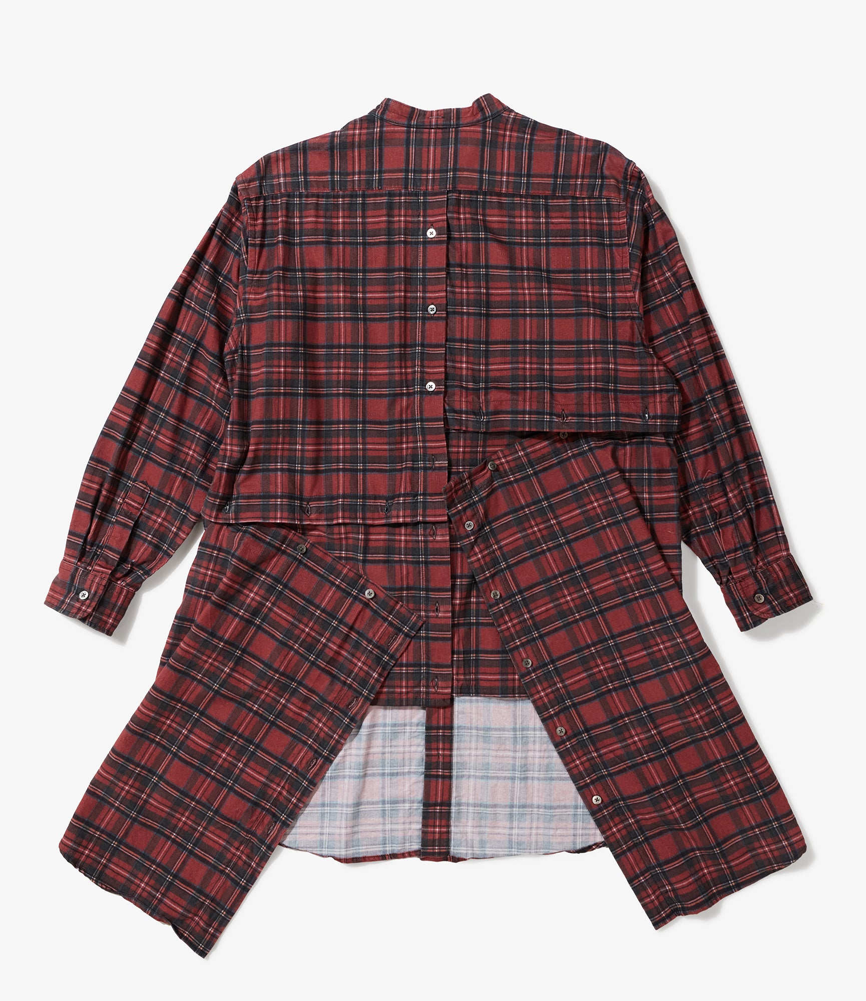 LB Shirt - Red Tartan Check Print Corduroy