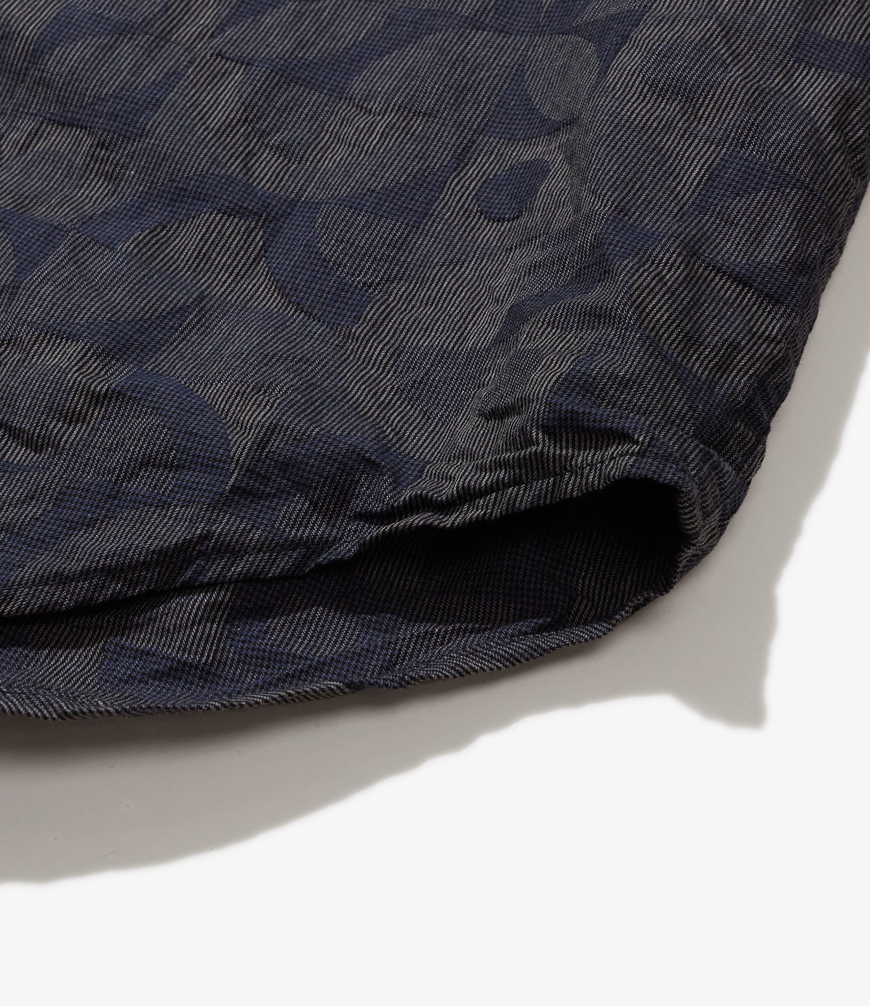 Shawl Shirt - Navy/Grey Cotton Deco Jacquard