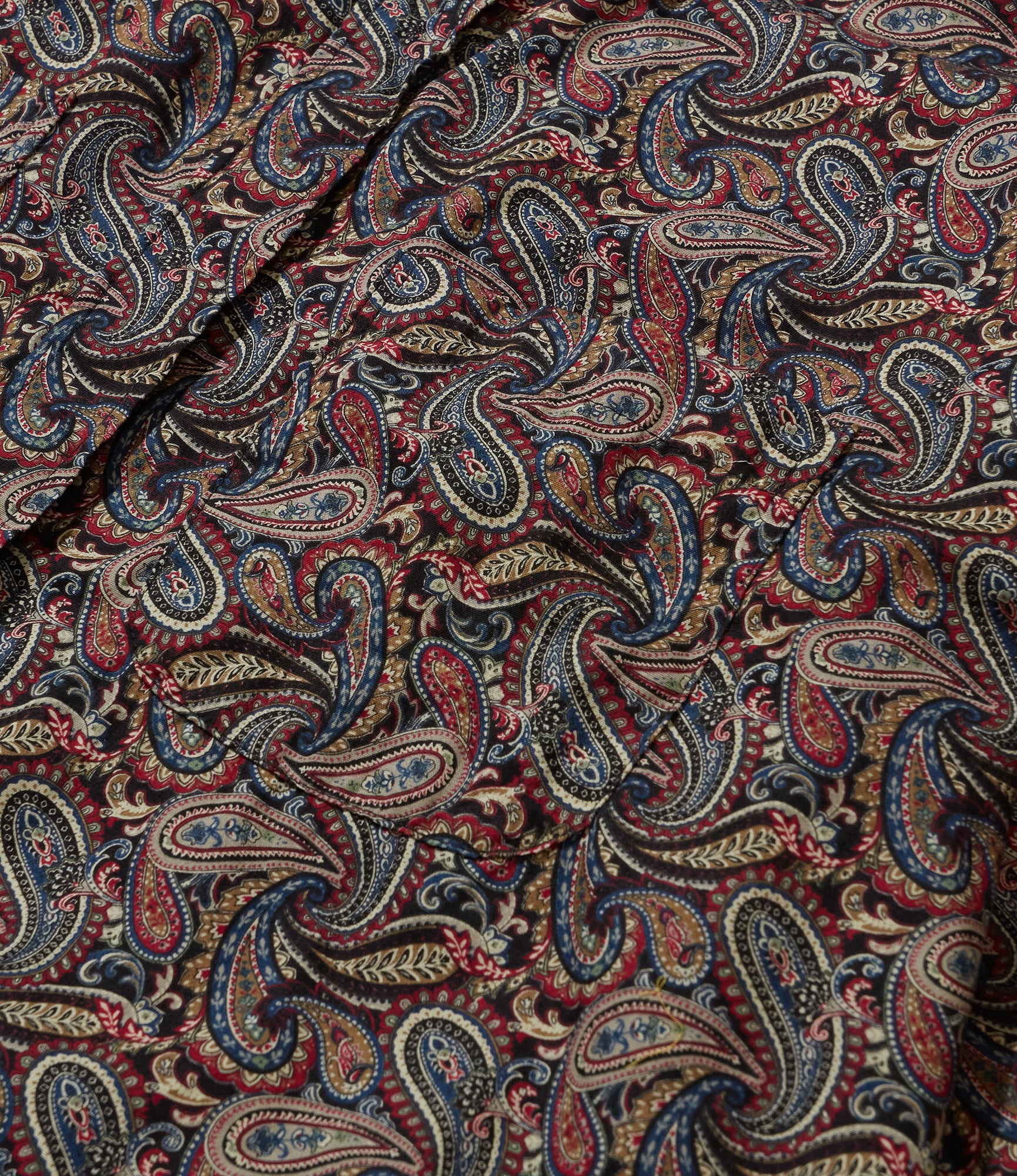 Wing Collar Shirt - Black/Red Cotton Paisley Print