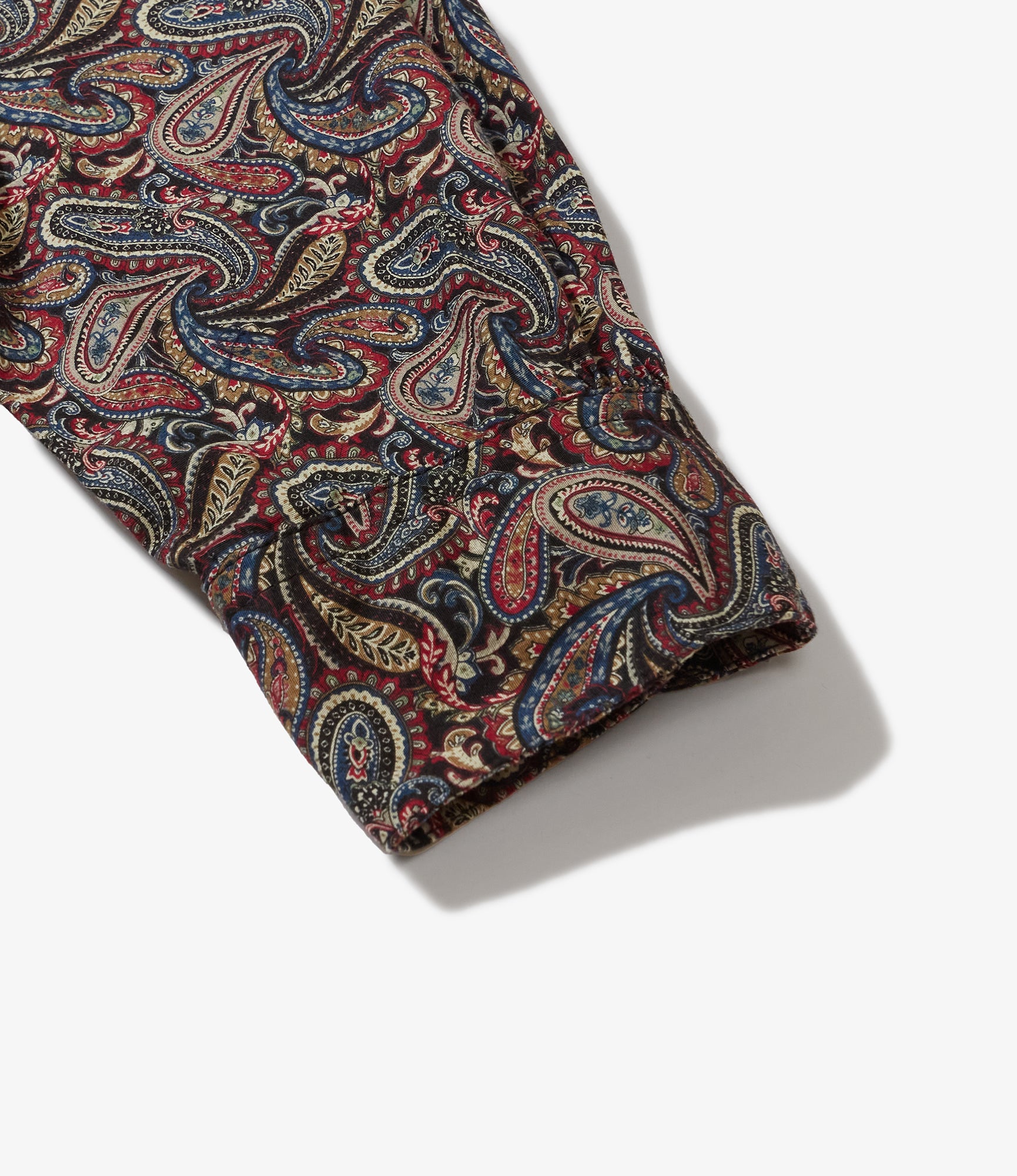 Wing Collar Shirt - Black/Red Cotton Paisley Print