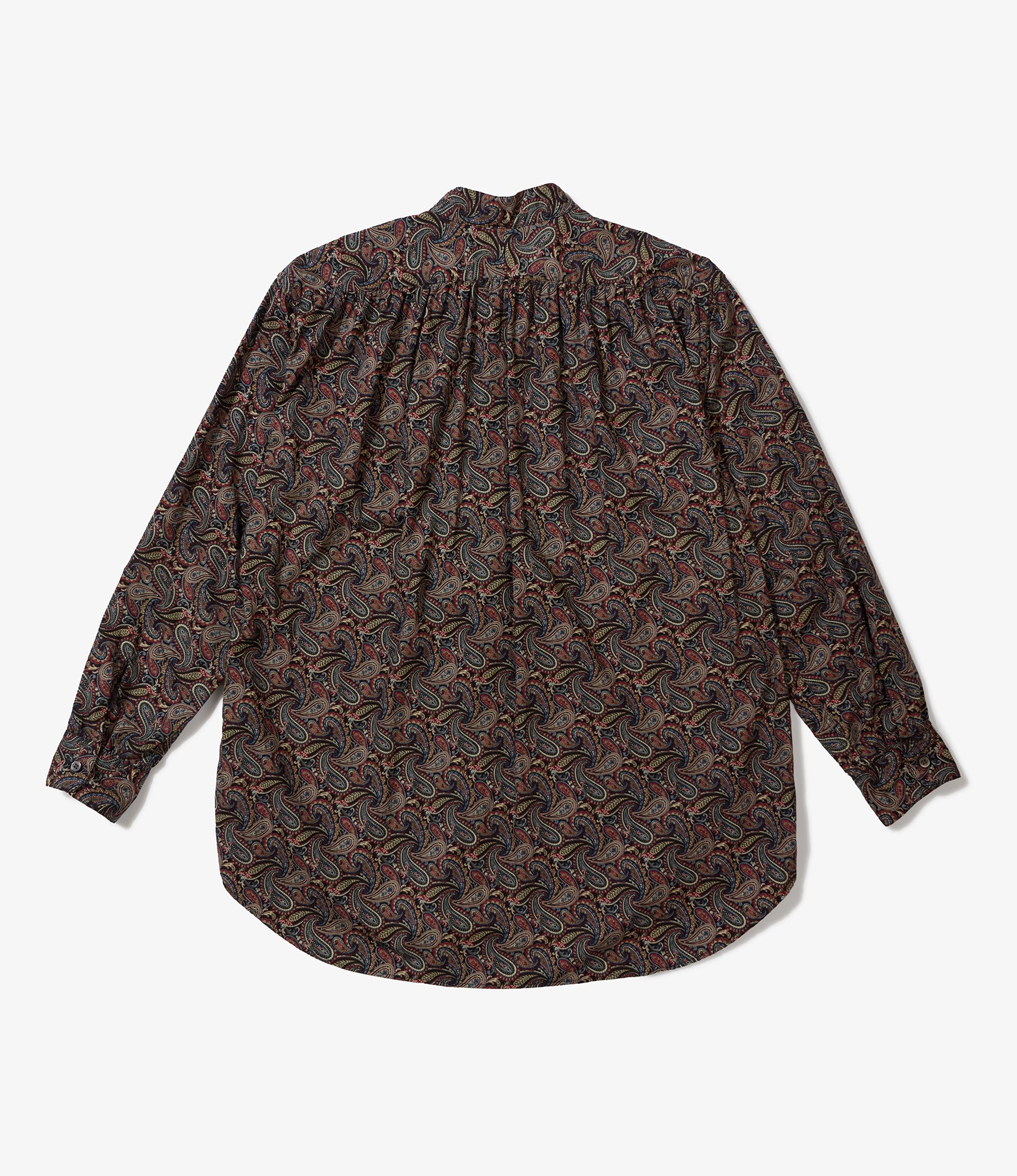 Wing Collar Shirt - Black/Red Cotton Paisley Print