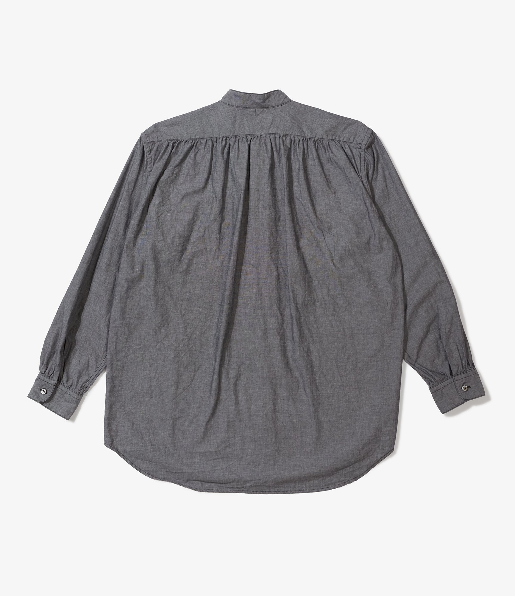 Wing Collar Shirt - Grey Cotton Chambray