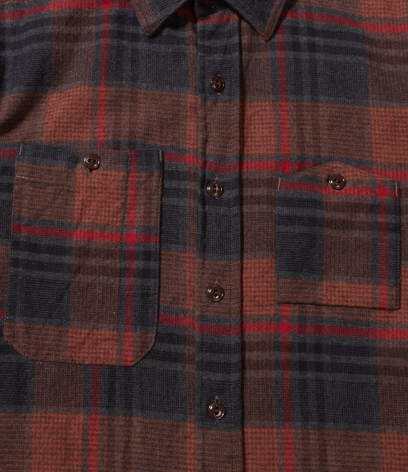 Work Shirt - Orange/Red Cotton Plaid Flannel