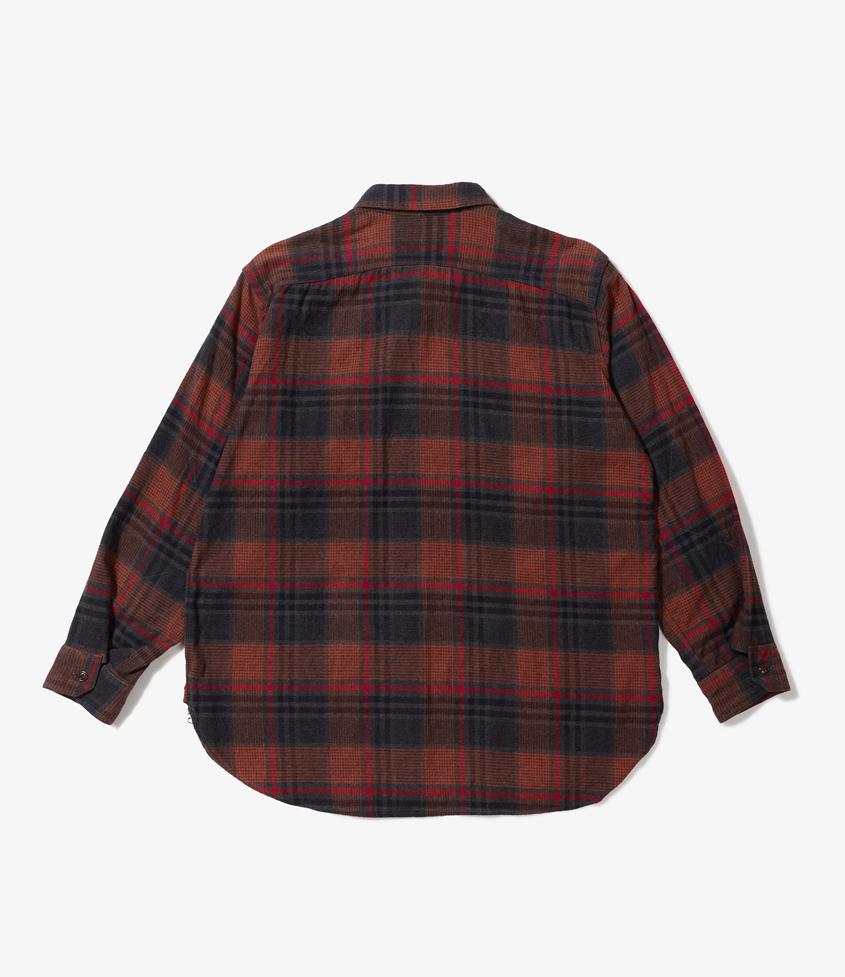 Work Shirt - Orange/Red Cotton Plaid Flannel