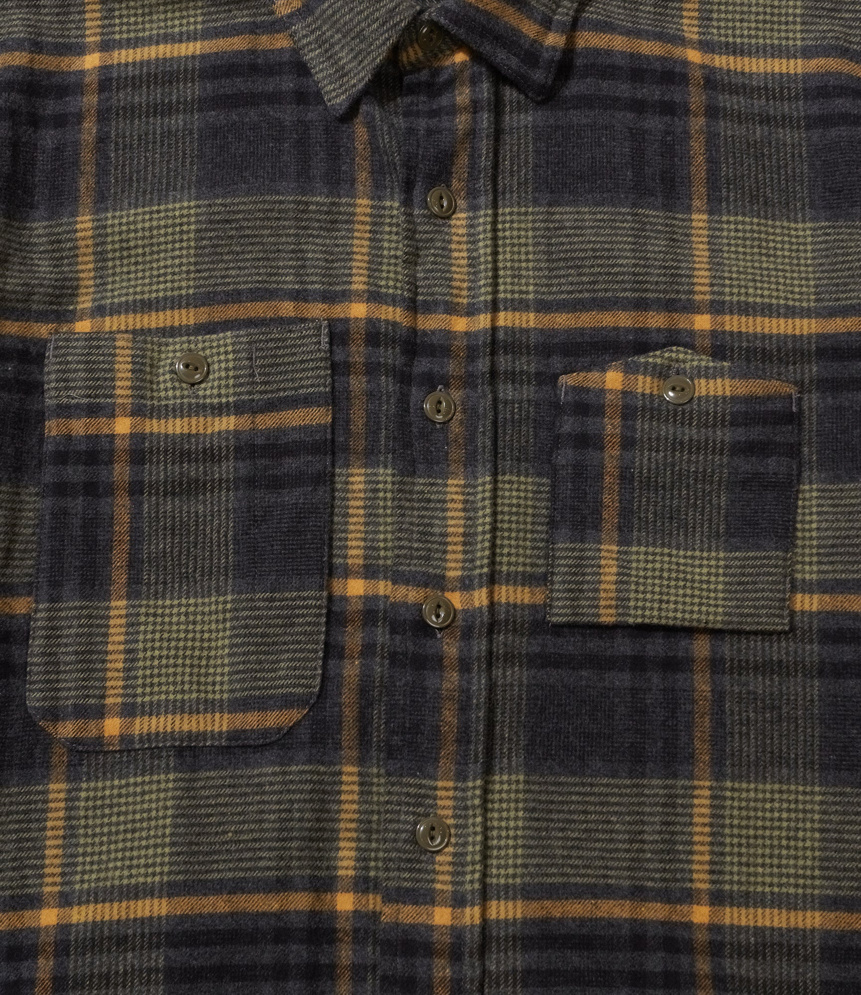 Work Shirt - Yellow/Gray Cotton Plaid Flannel