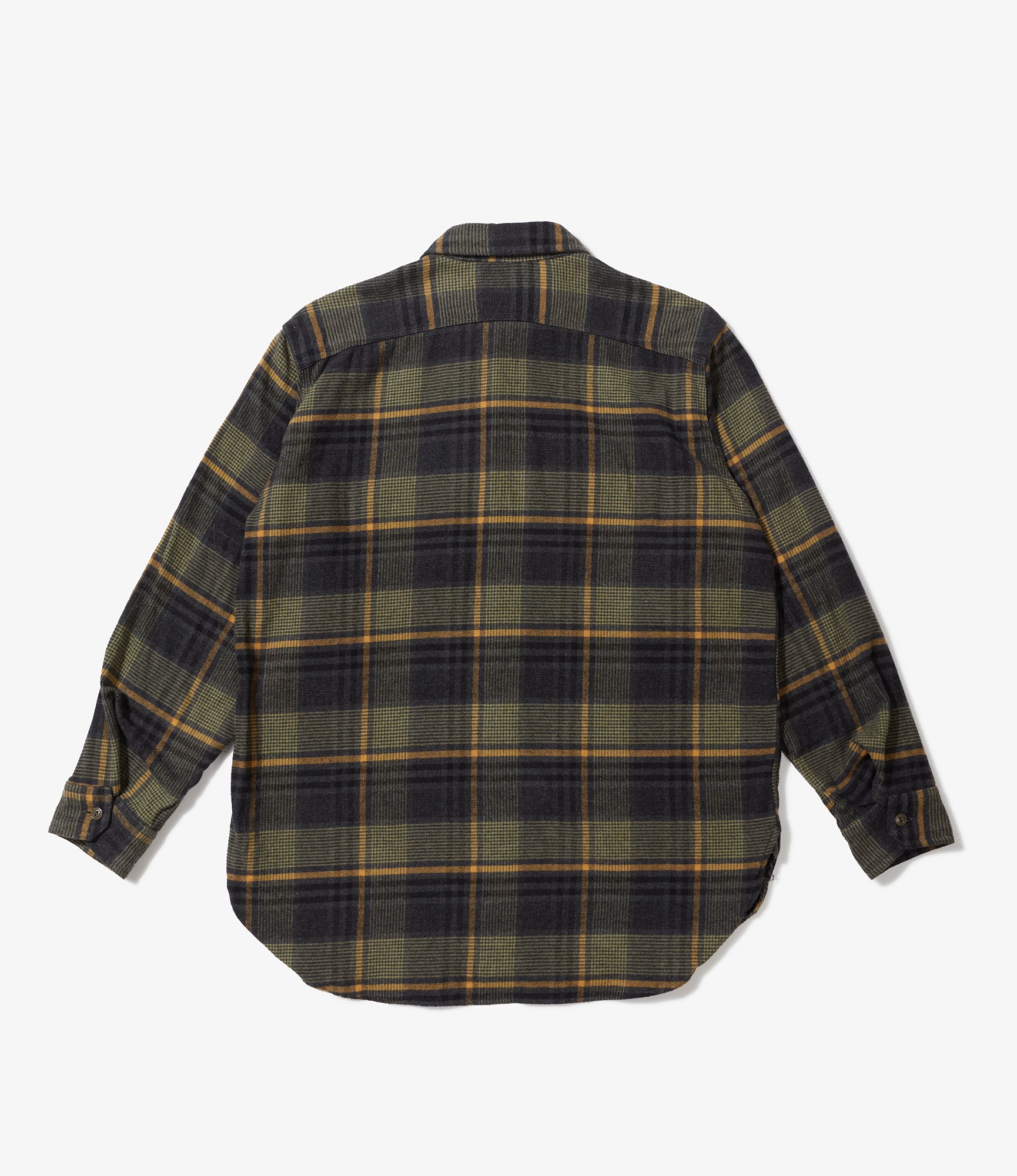 Work Shirt - Yellow/Gray Cotton Plaid Flannel