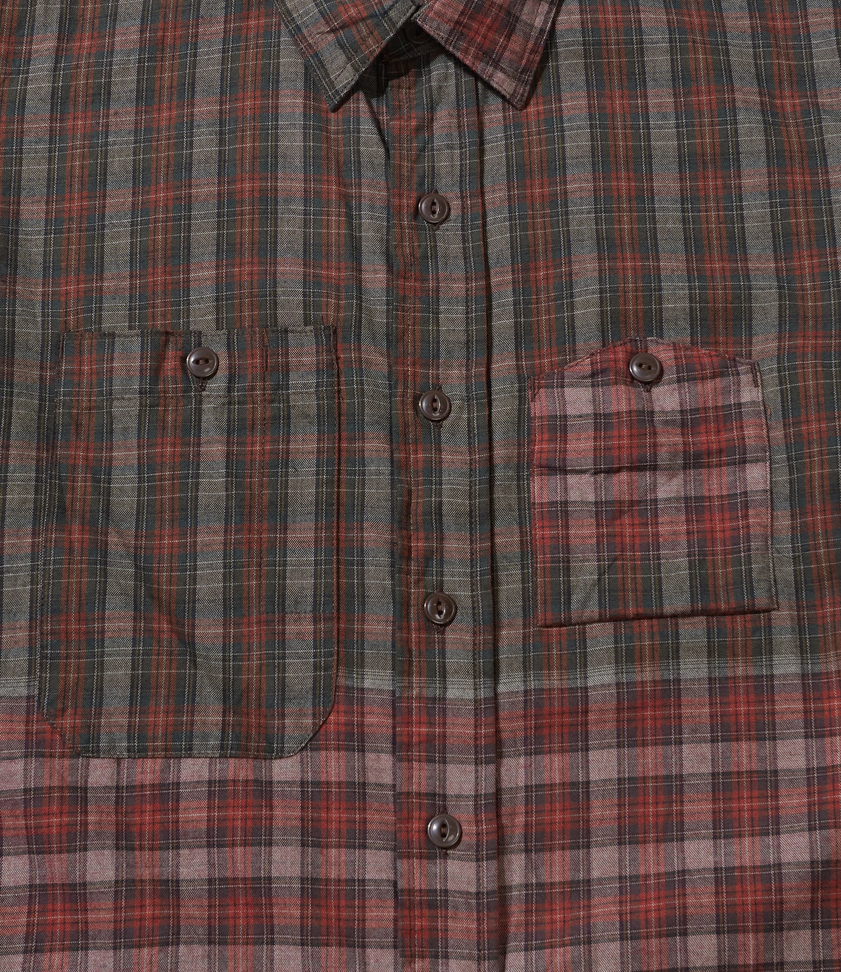 Work Shirt - Olive/Red Cotton Smoky Plaid