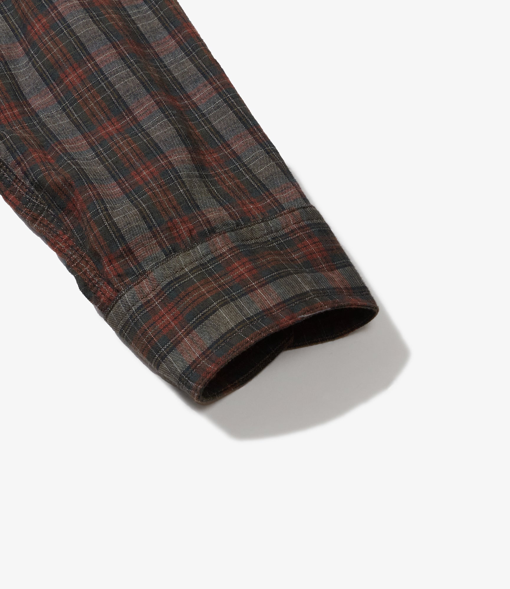 Work Shirt - Olive/Red Cotton Smoky Plaid