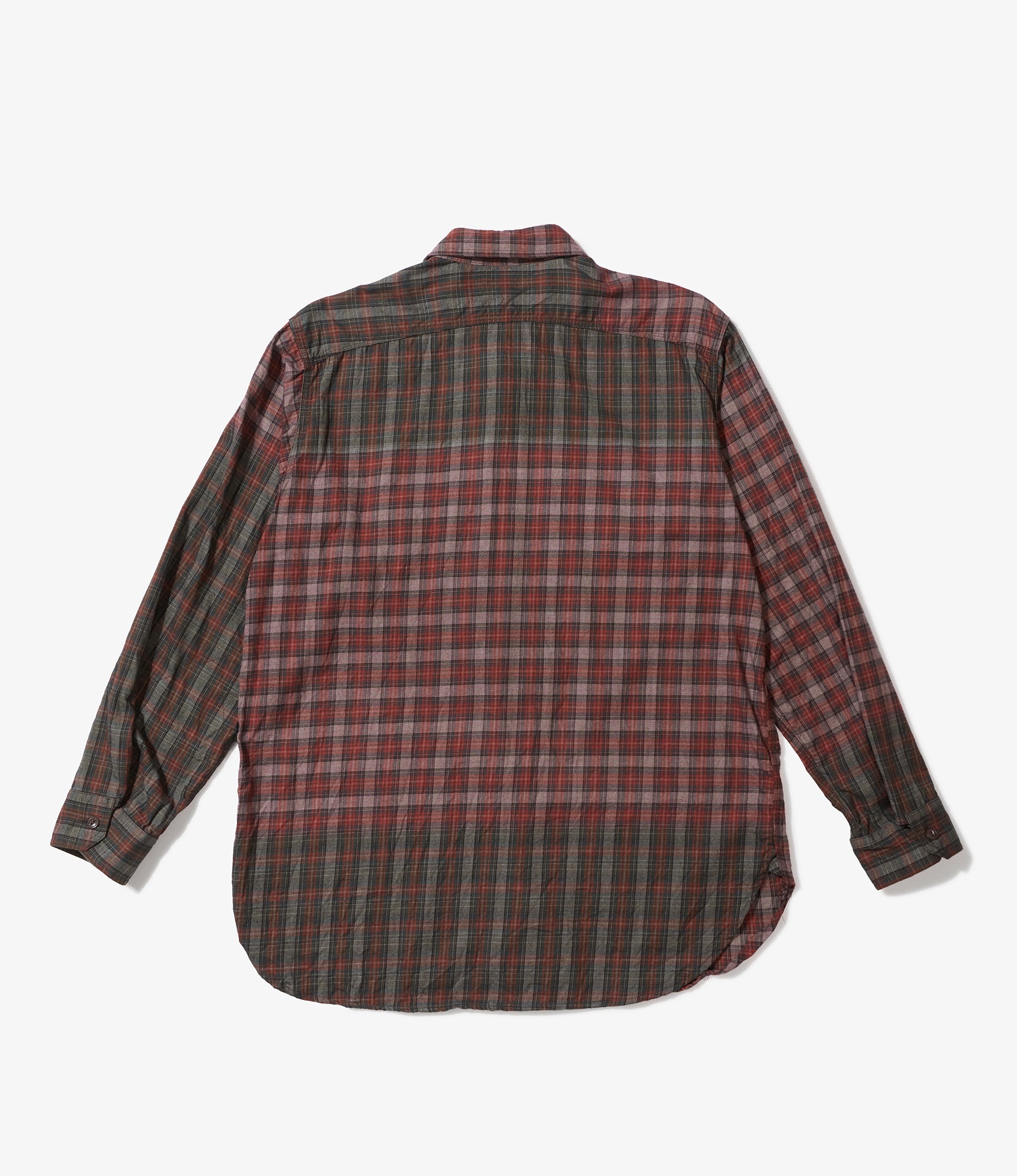 Work Shirt - Olive/Red Cotton Smoky Plaid