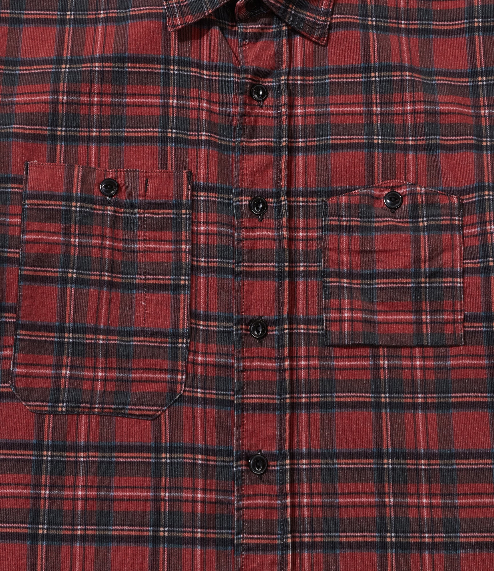 Work Shirt - Red Tartan Check Print Corduroy