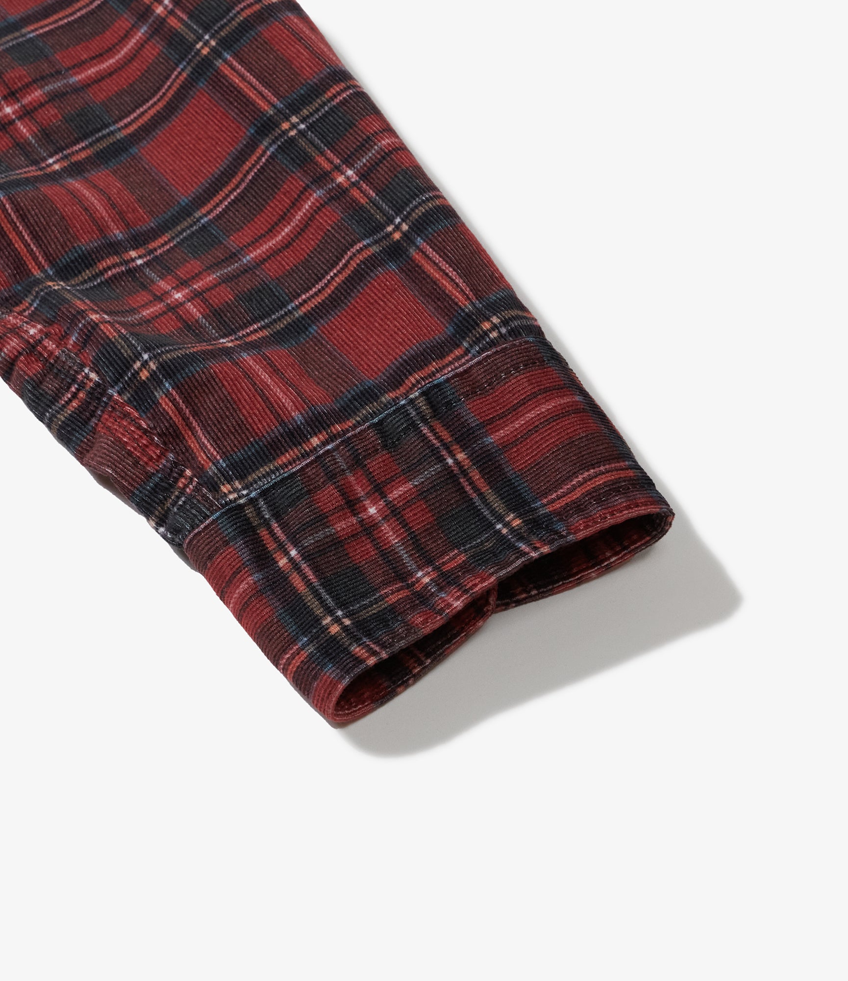 Work Shirt - Red Tartan Check Print Corduroy