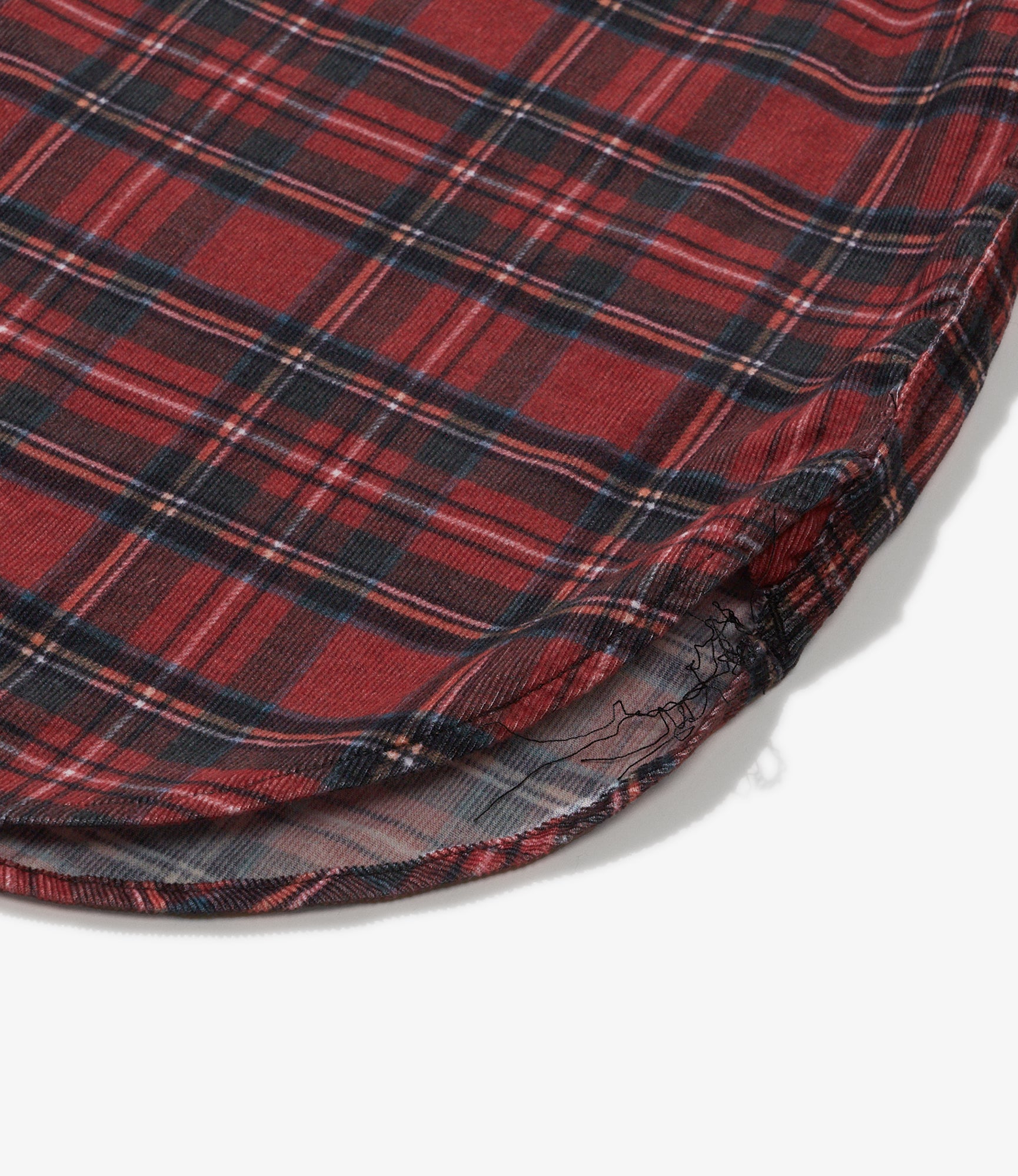 Work Shirt - Red Tartan Check Print Corduroy