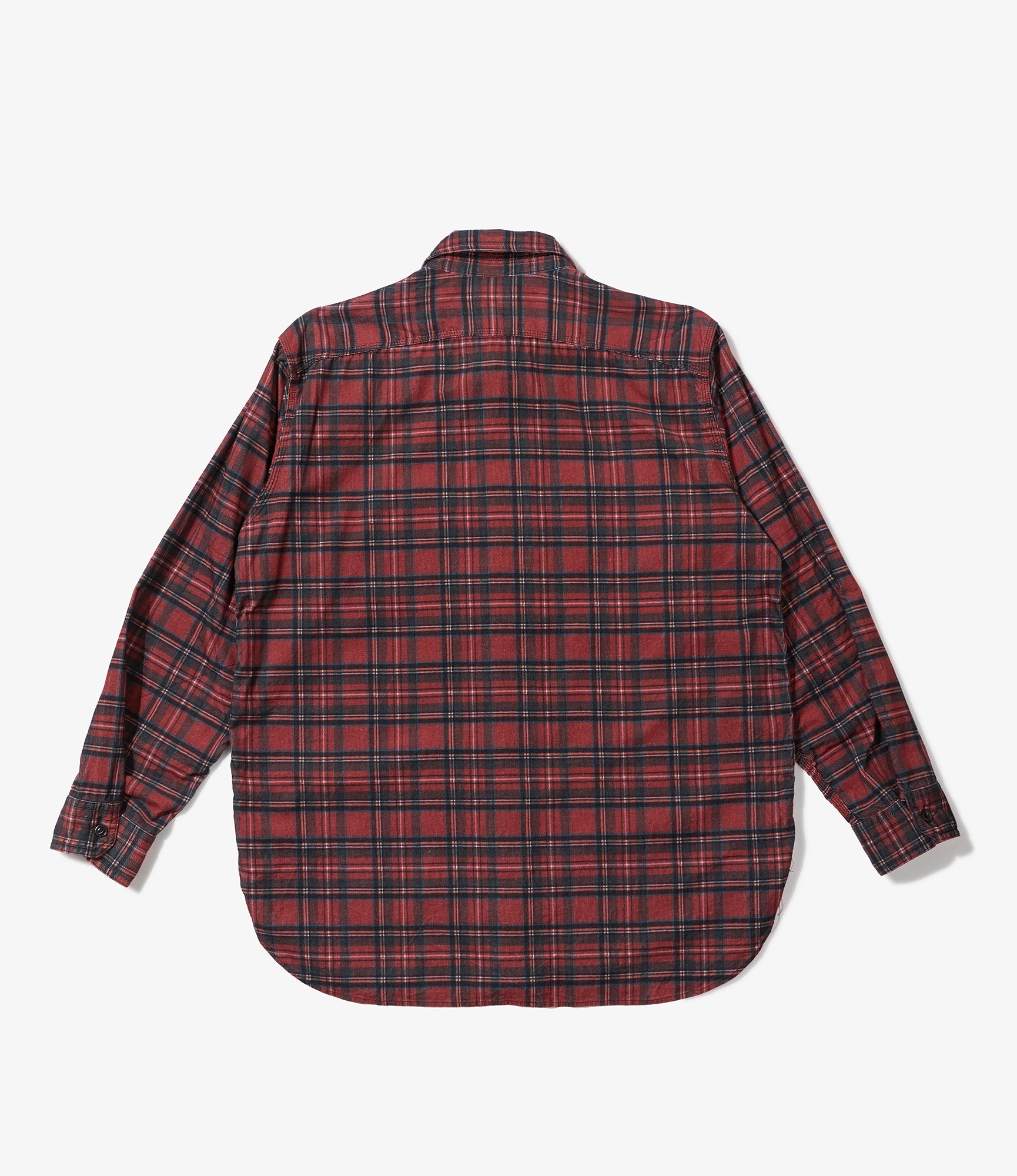 Work Shirt - Red Tartan Check Print Corduroy