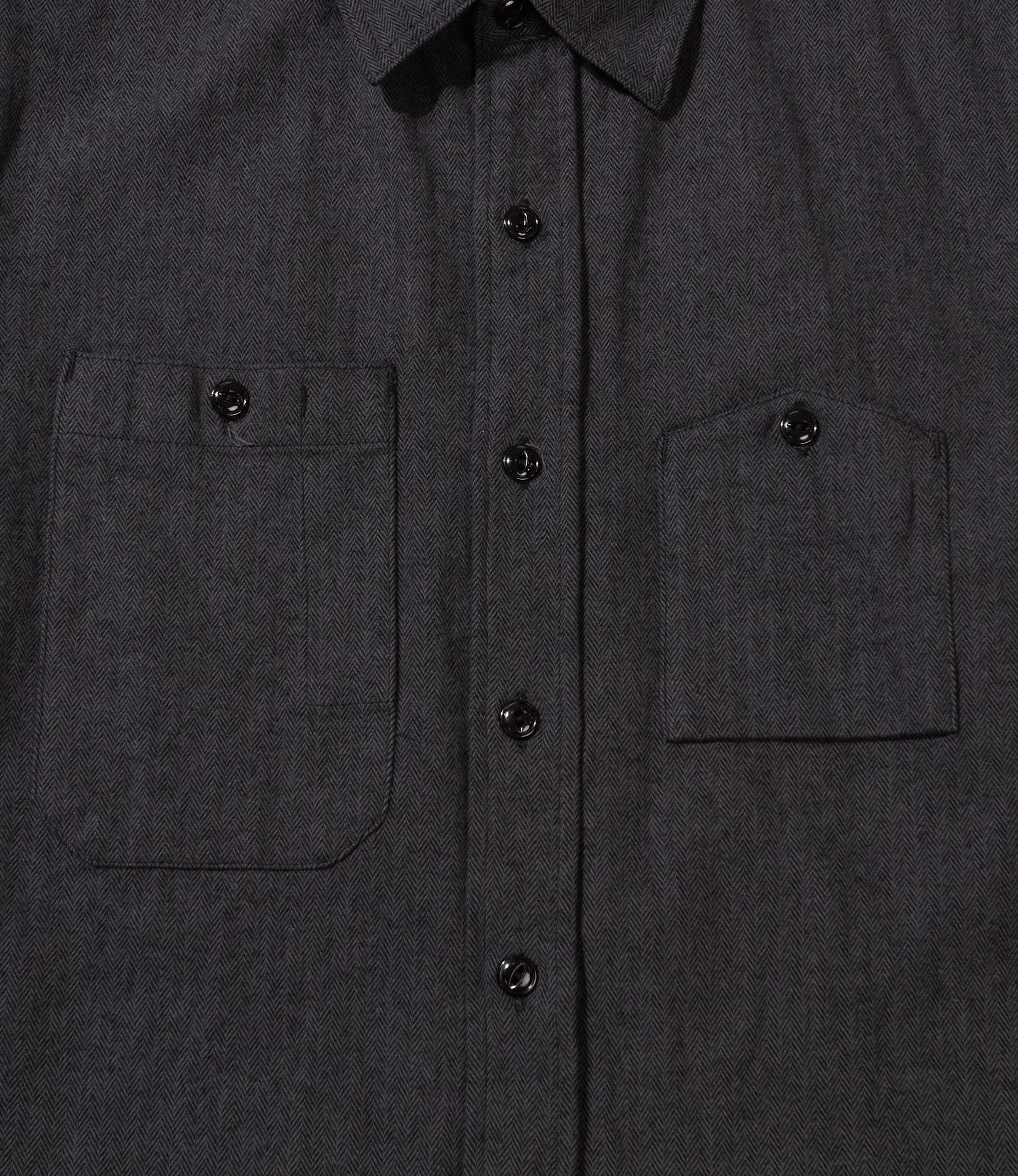 Work Shirt - Dk.Grey Cotton Herringbone Flannel