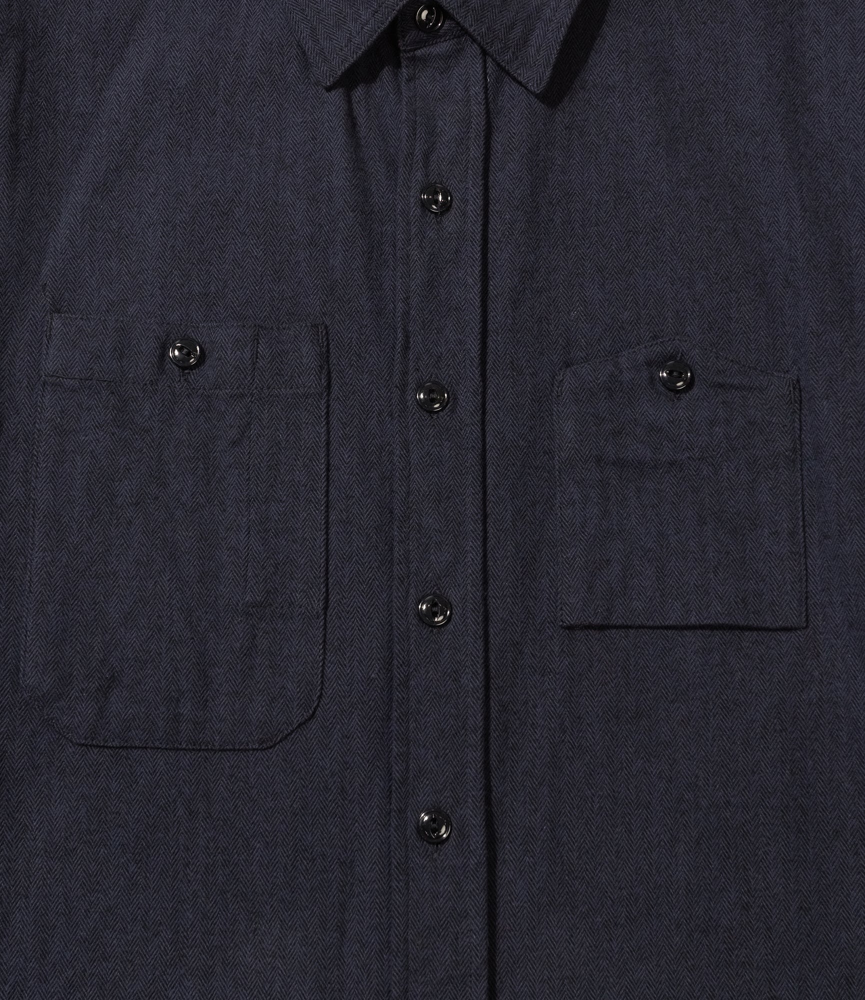 Work Shirt - Navy Cotton Herringbone Flannel