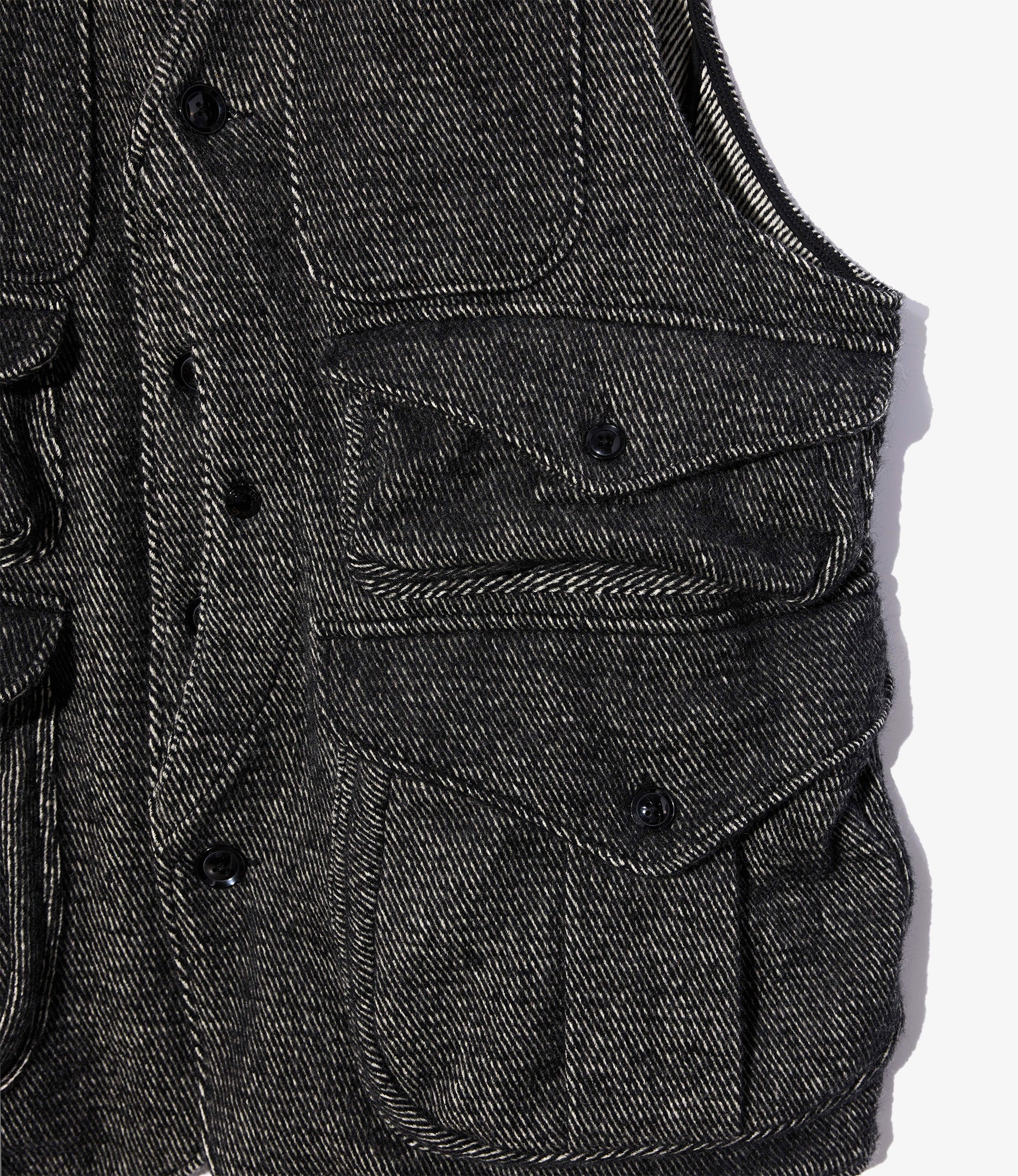 Hunting Jacket - Black Wool Shaggy Twill