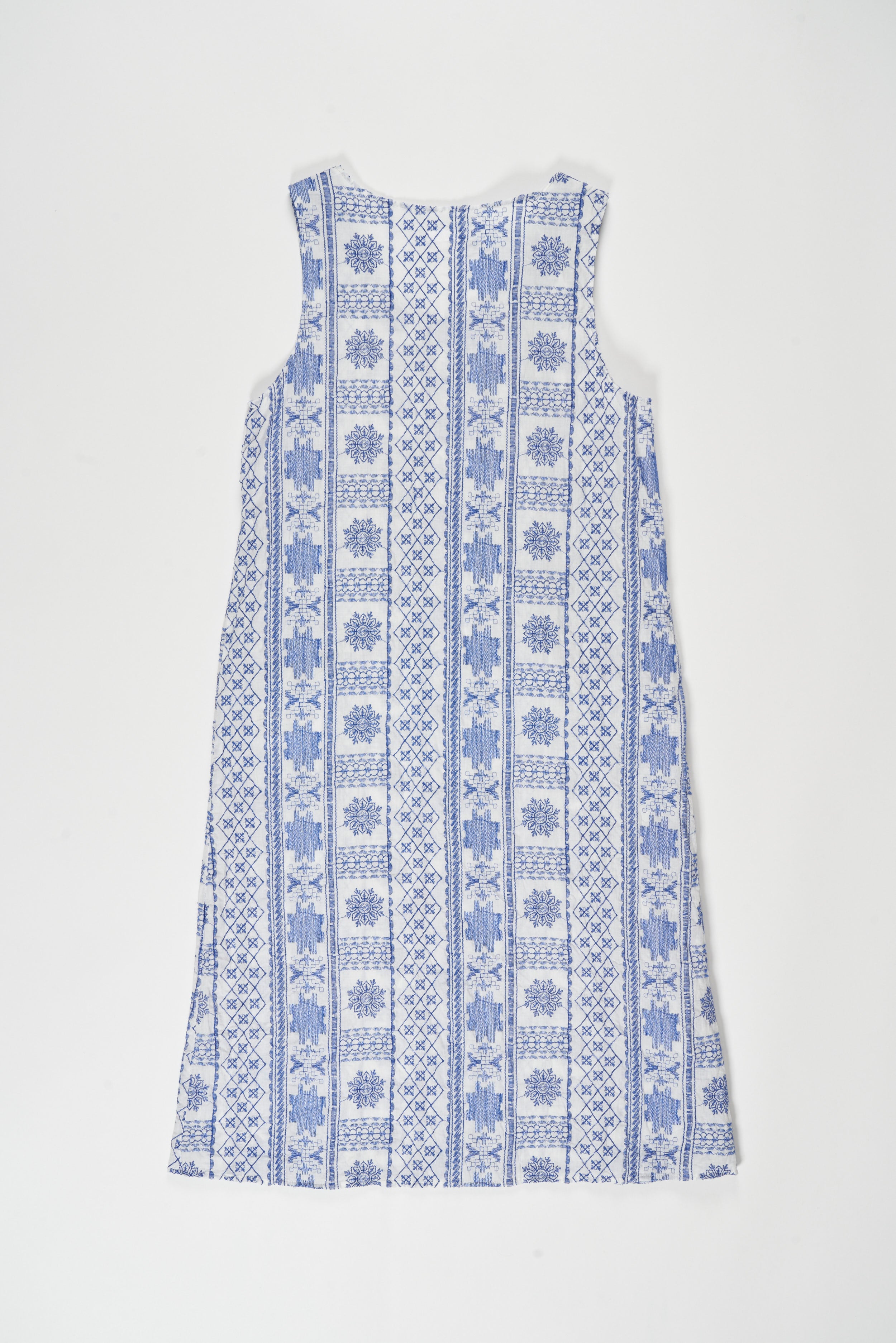Wrap Vest Dress - Blue / White CP Embroidery