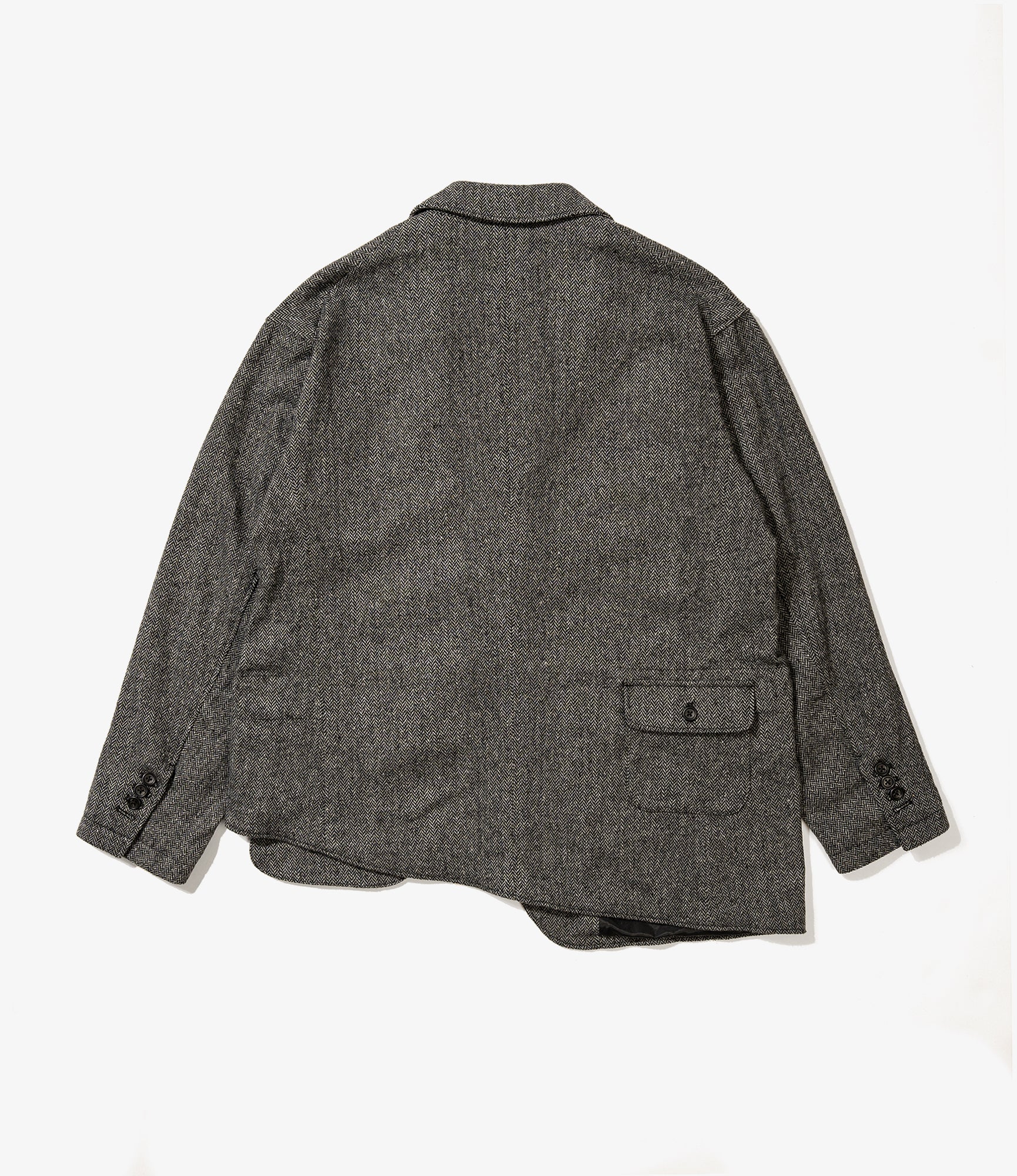 Slanted Jacket - Grey Poly Wool Herringbone