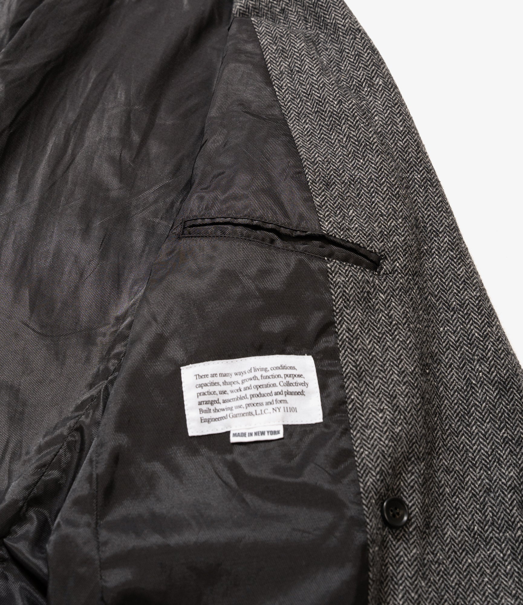 DBL Peak Jacket - Grey Poly Wool Herringbone