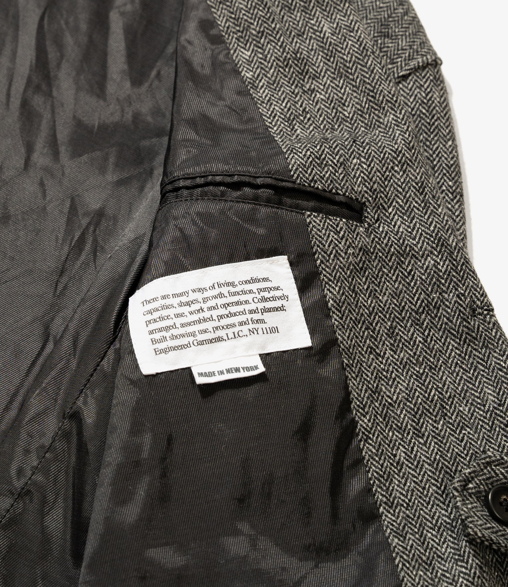 Slanted Jacket - Grey Poly Wool Herringbone