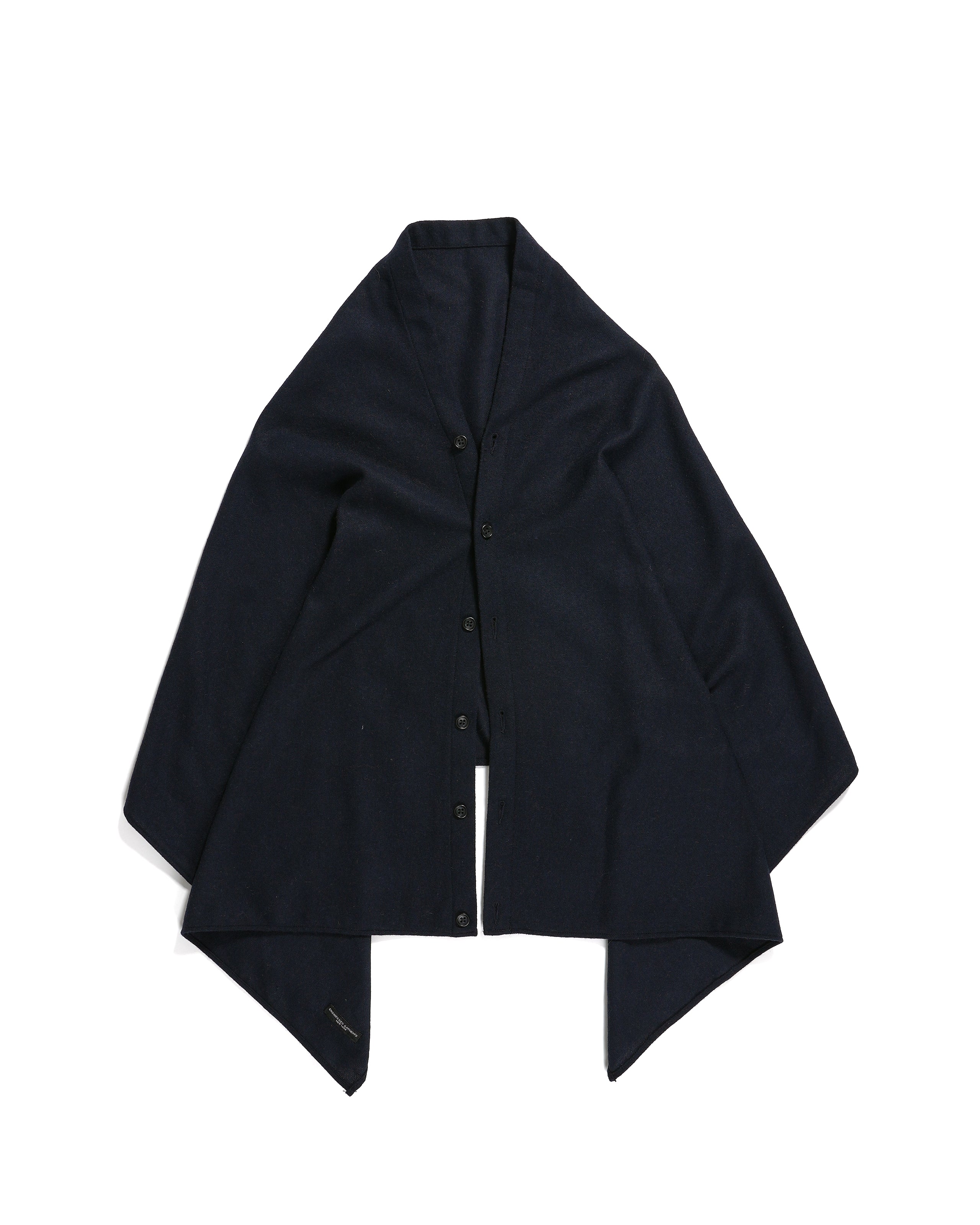 Button Shawl - Navy Solid Poly Wool Flannel