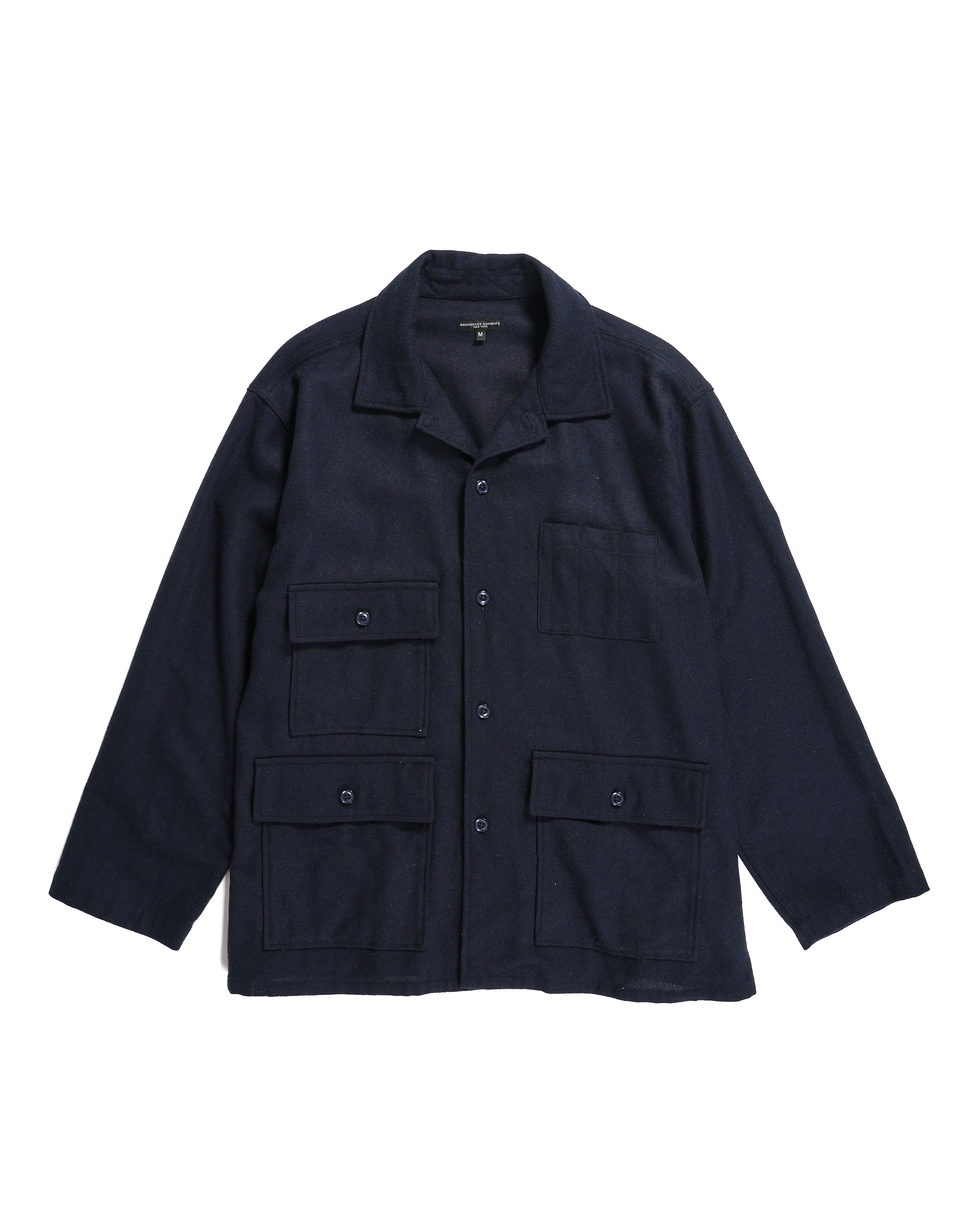BA Shirt Jacket - Navy Solid Poly Wool Flannel
