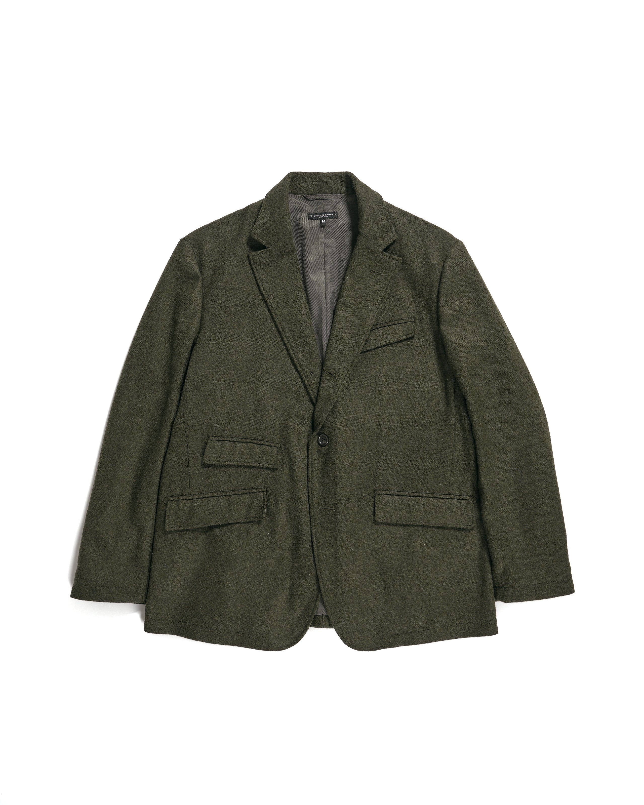 Andover Jacket - Olive Solid Poly Wool Flannel