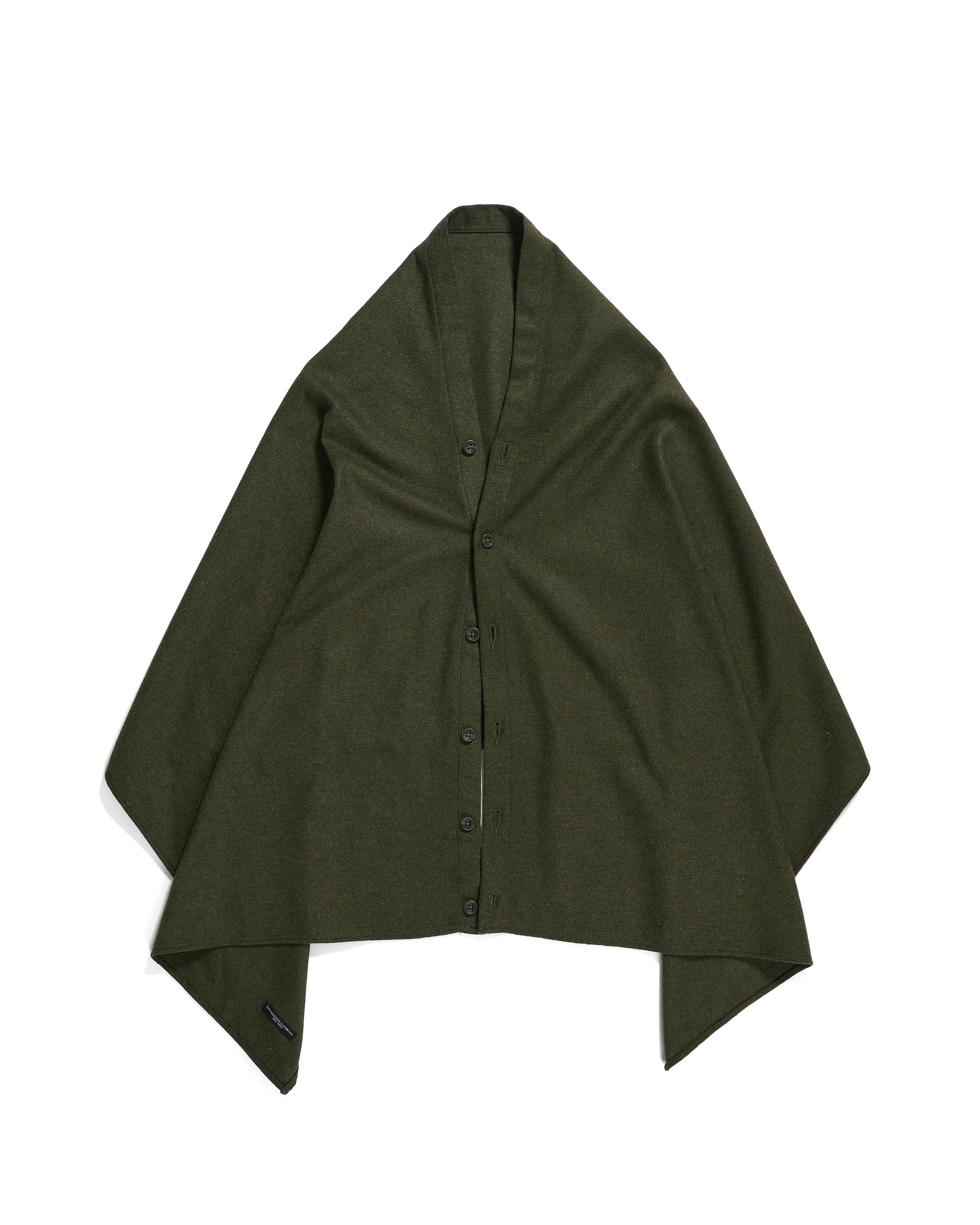 Button Shawl - Olive Solid Poly Wool Flannel