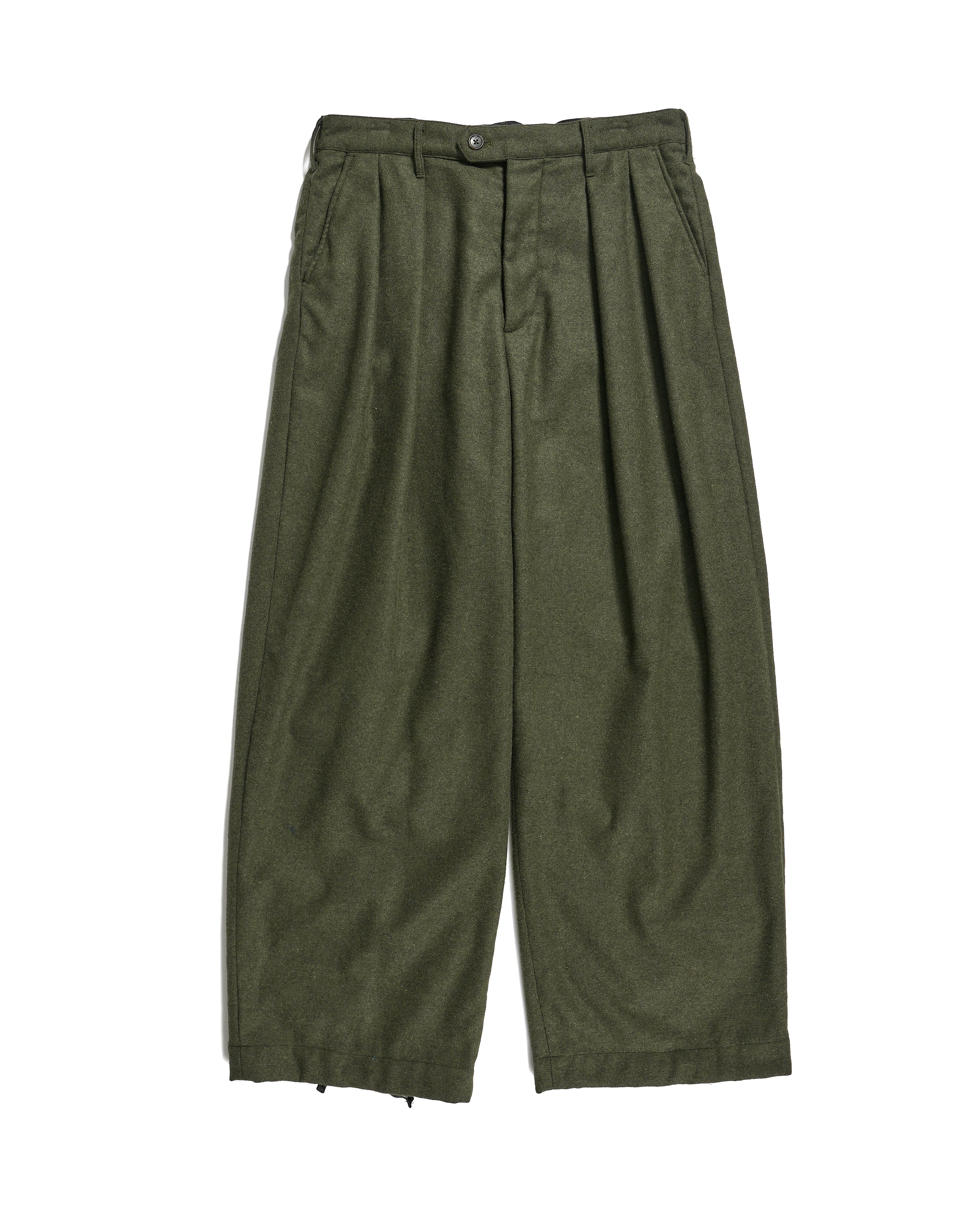 Oxford Pant - Olive Solid Poly Wool Flannel
