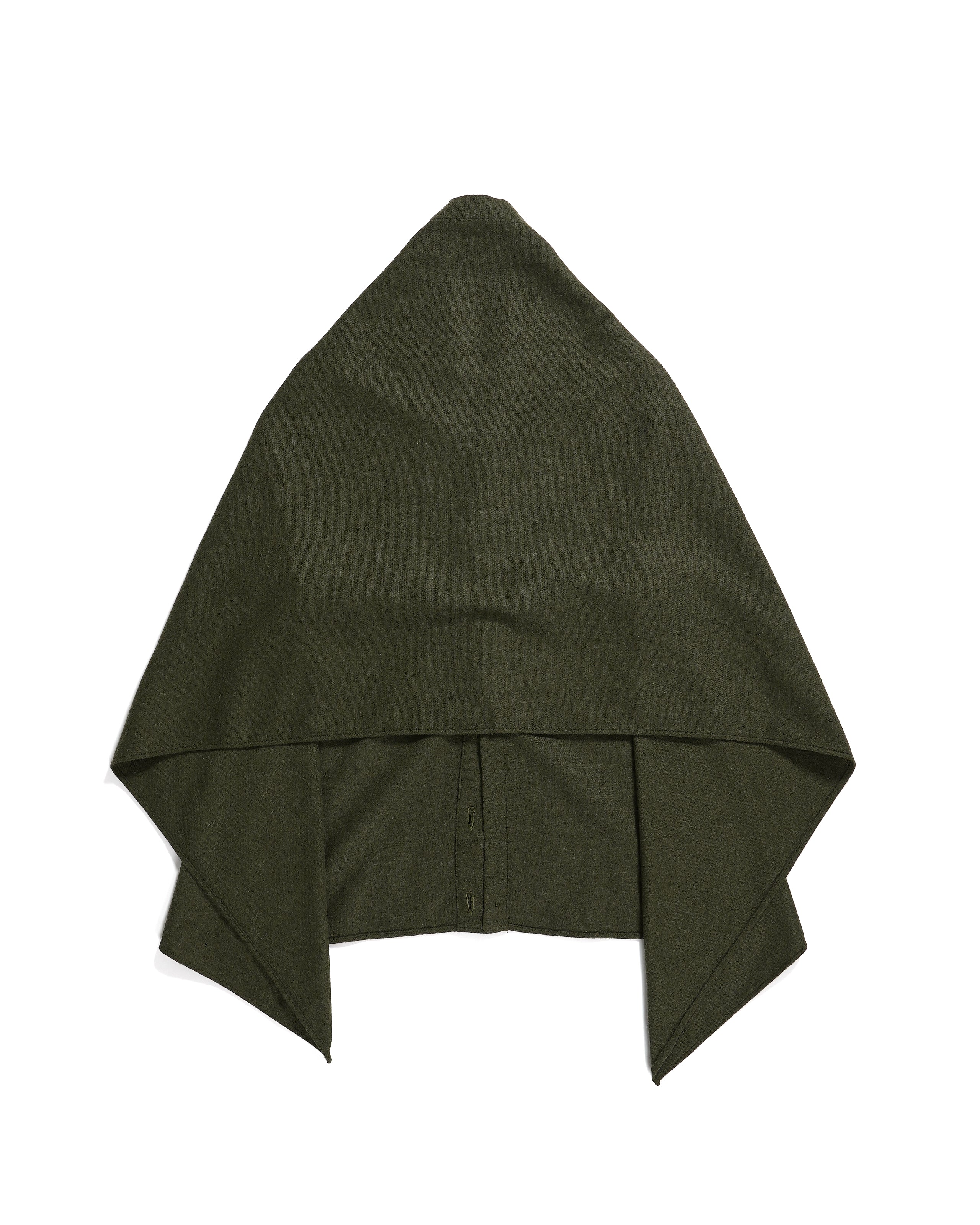 Button Shawl - Olive Solid Poly Wool Flannel