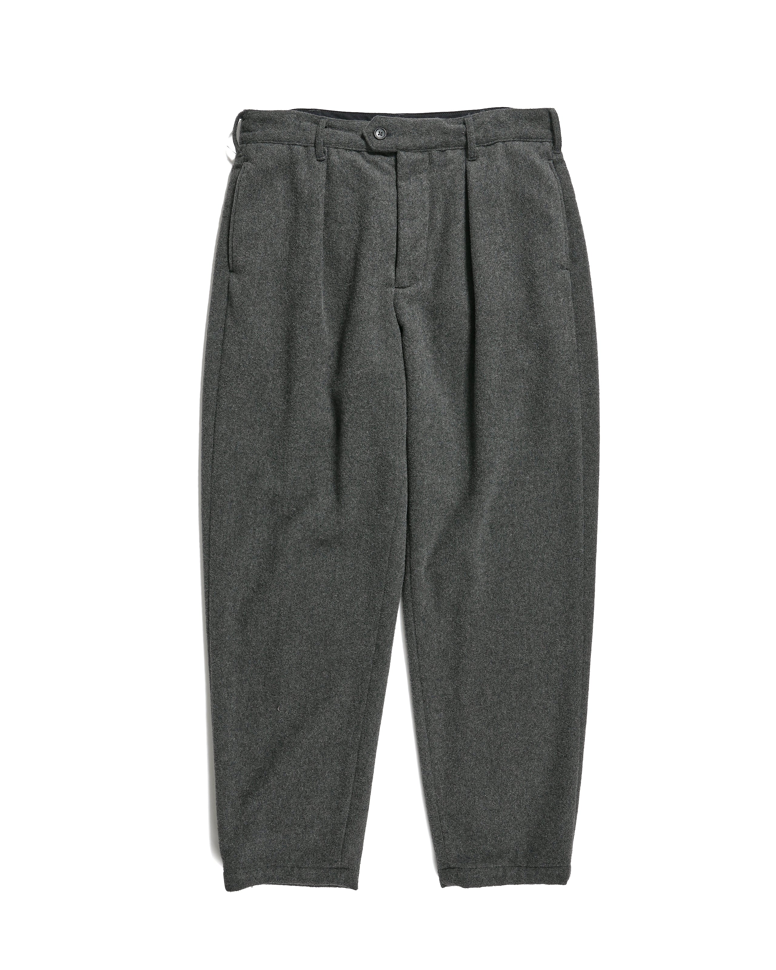 Carlyle Pant - Grey Wool Polyester Heavy Flannel | Nepenthes New York