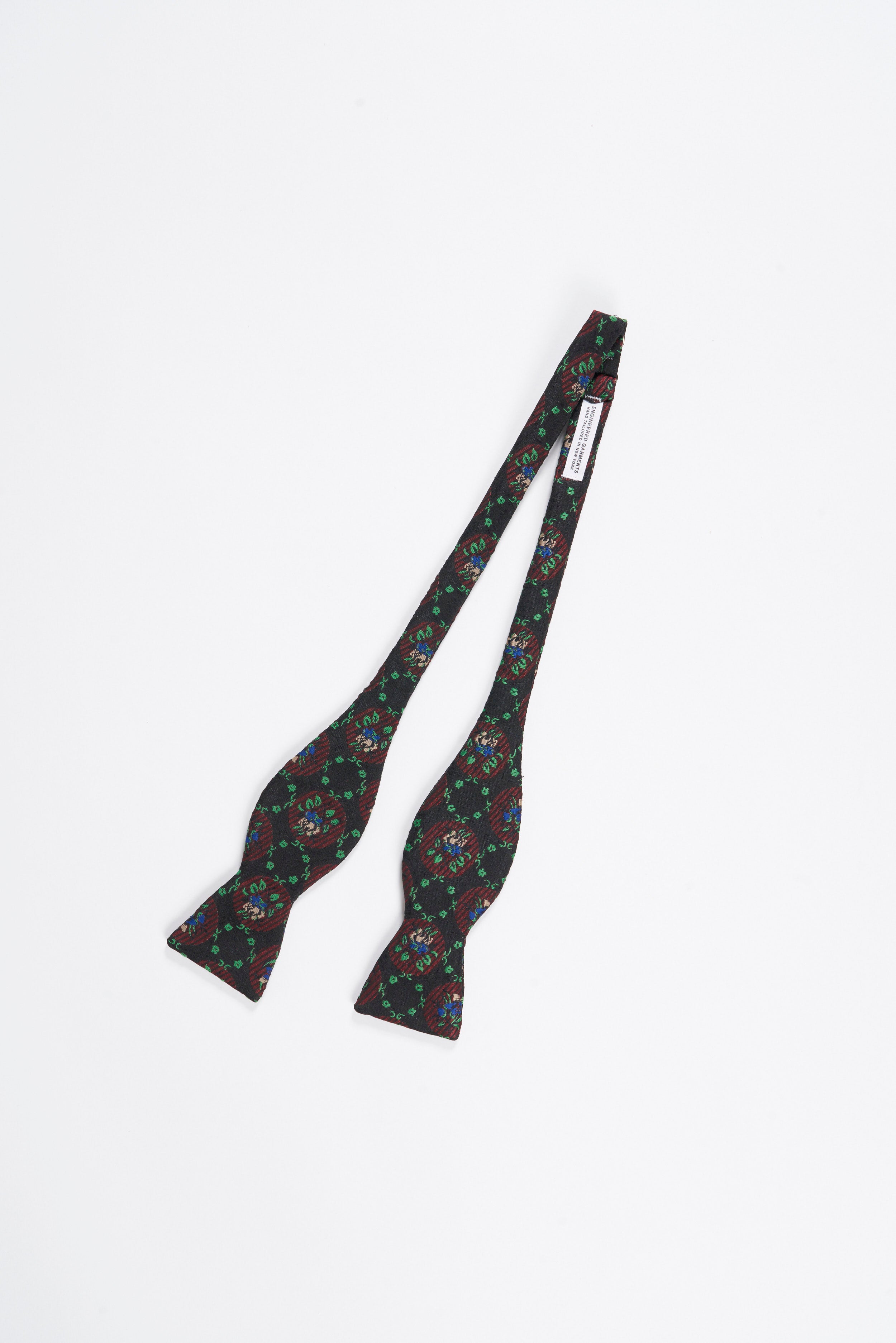 Butterfly Bow Tie - Black Polyester Floral Jacquard
