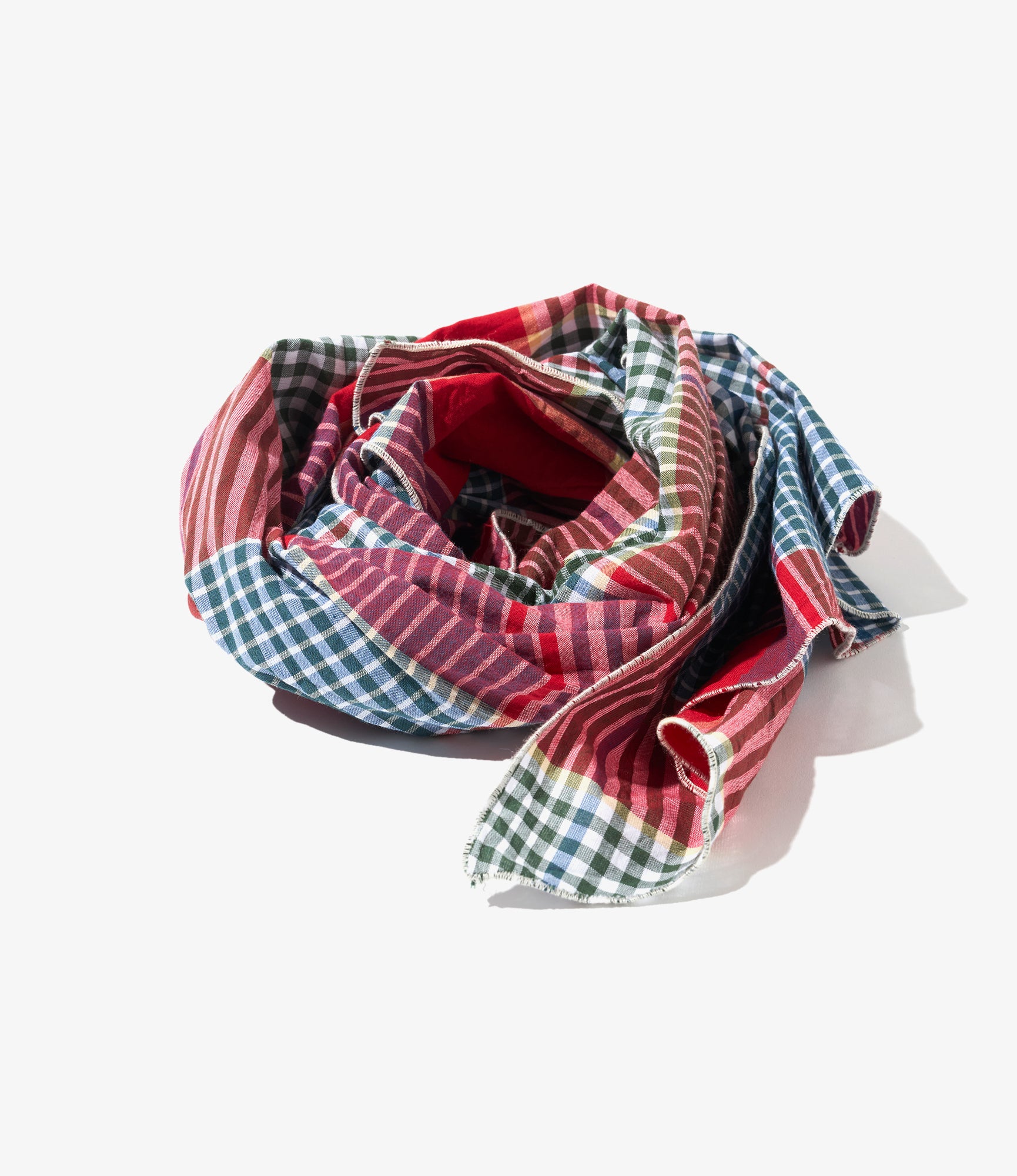 Long Scarf - Red/Green Big Madras Plaid