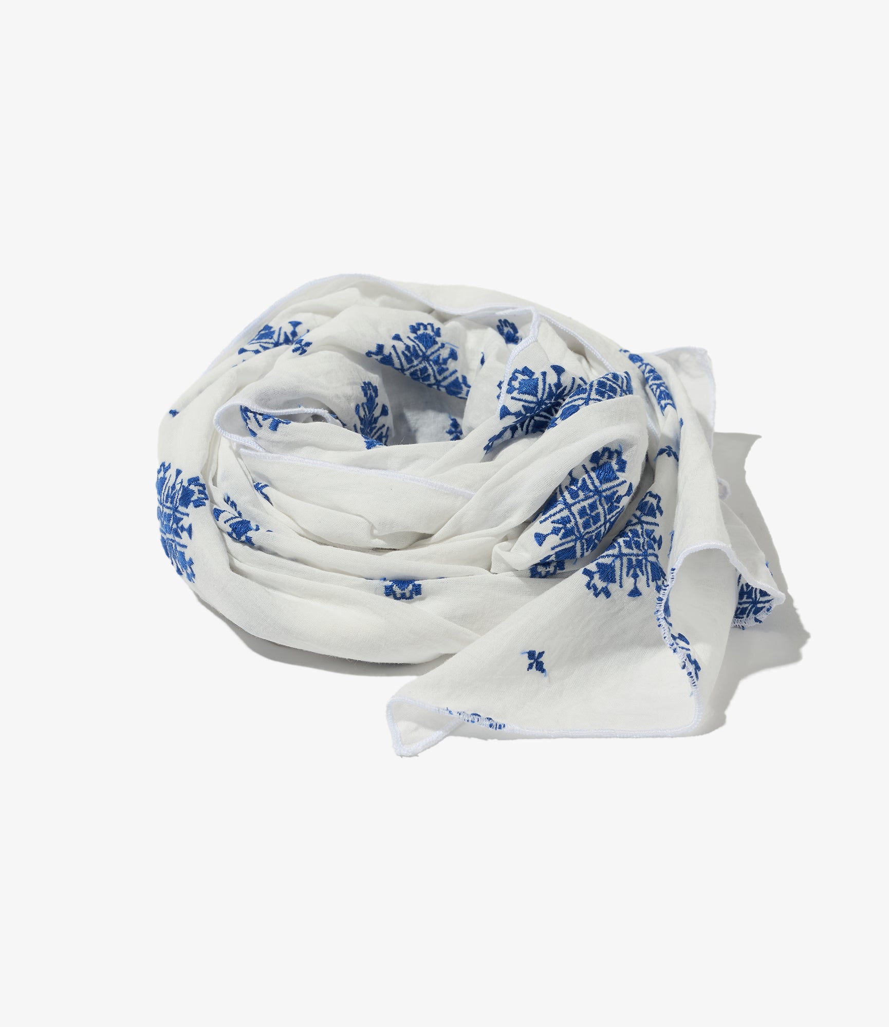 Long Scarf - White CP Crest Embroidery