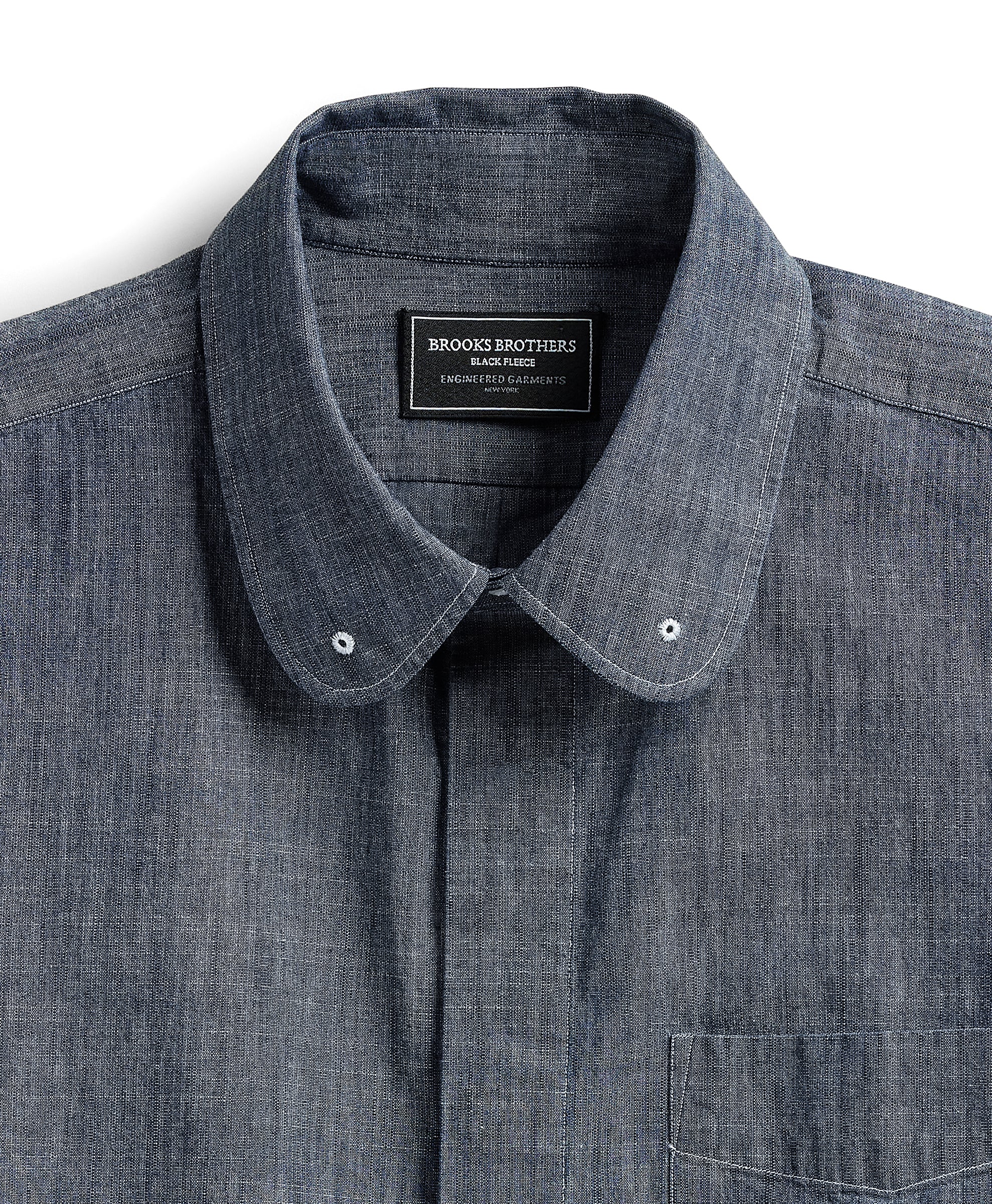 Engineered Garments x Brooks Brothers - Oversized Rounded Collar Pinhole Shirt - Blue Chambray