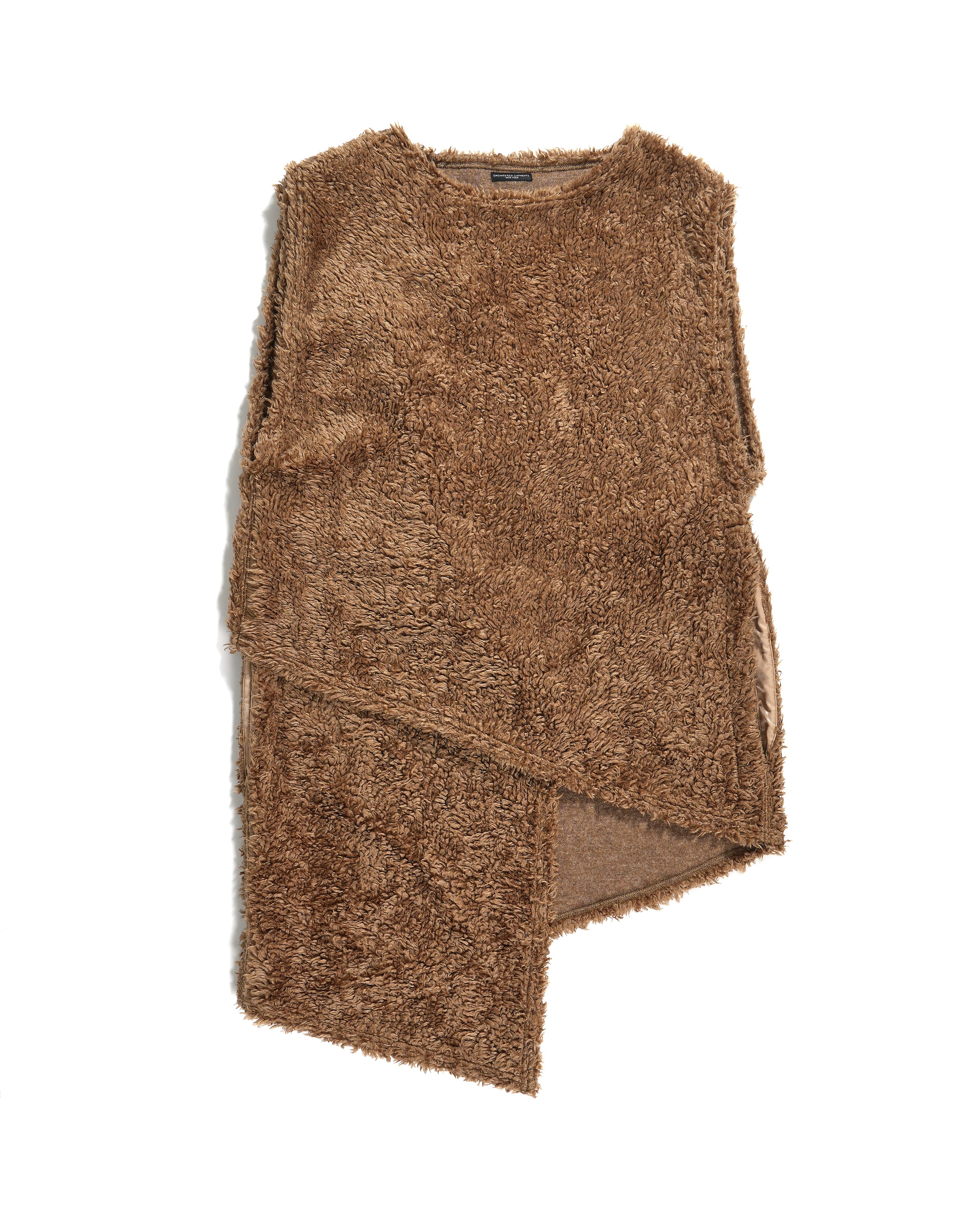 Wrap Knit Vest - Brown Acrylic Poly Fur