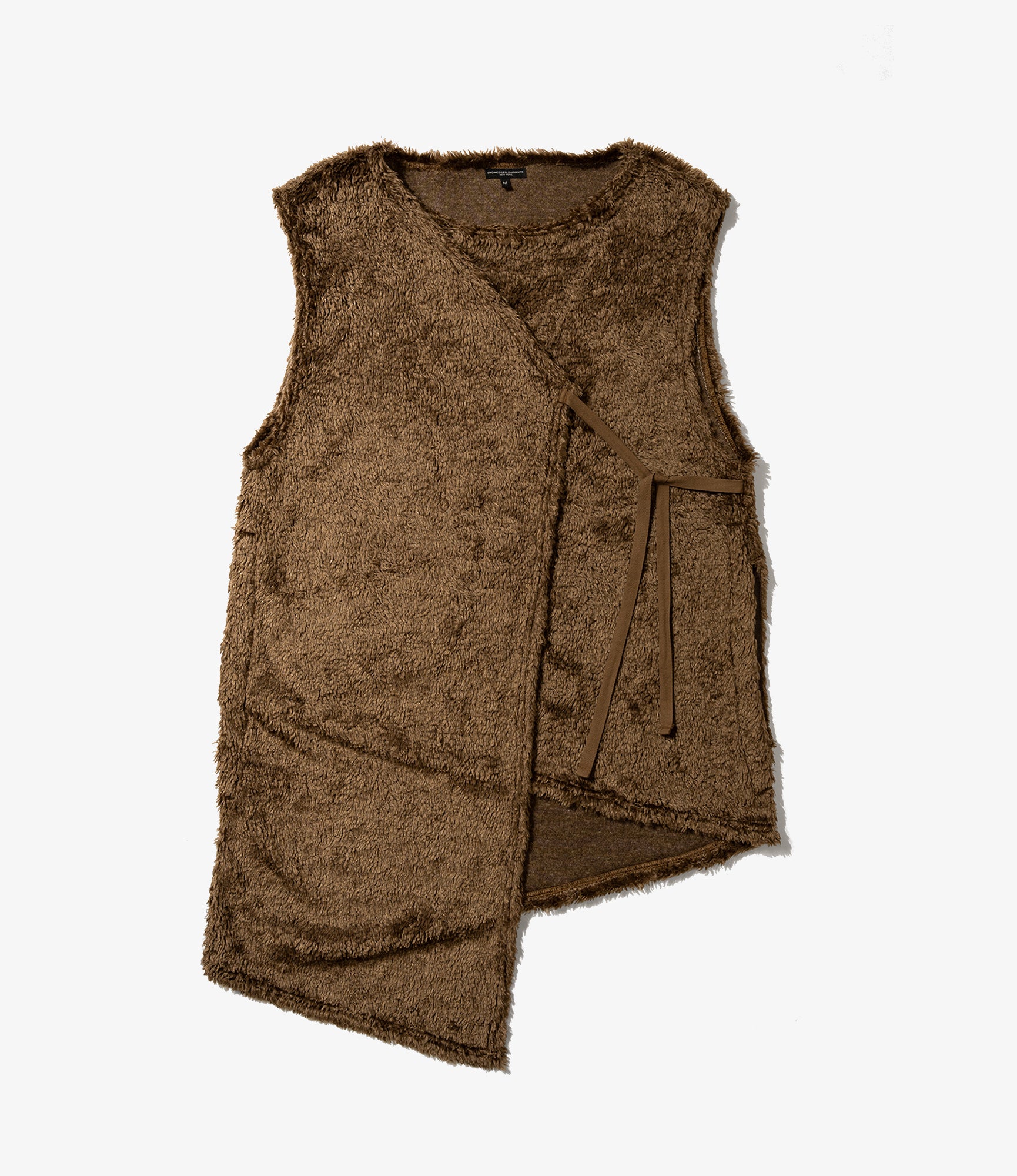 Knit Wrap Vest - Brown Acrylic Curly Fur